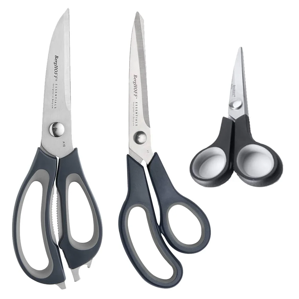 BergHOFF Essentials 3Pc Stainless Steel Kitchen Scissor Set, Black