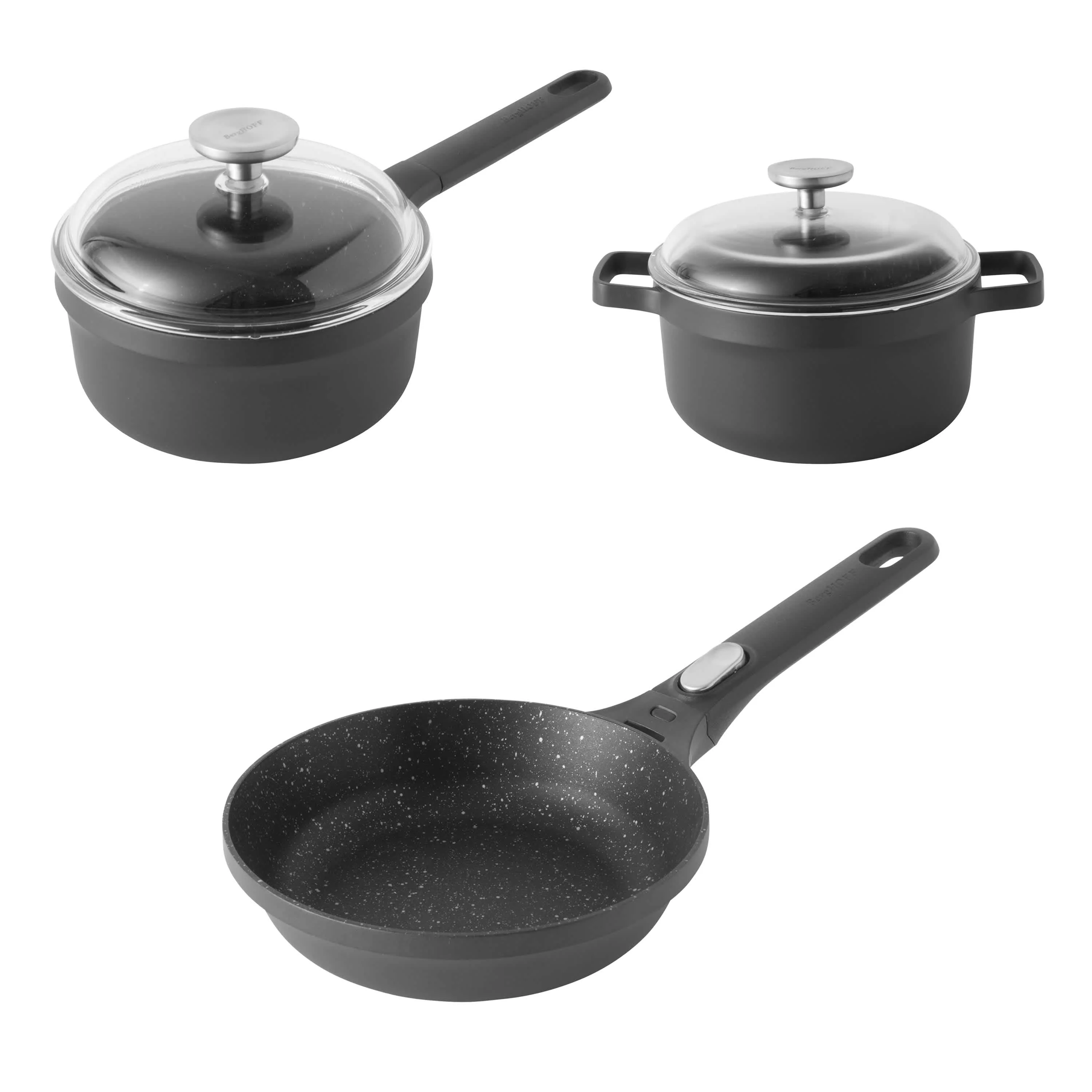 BergHOFF GEM 5Pc Nonstick Cast Aluminum Starter Cookware Set, Glass Lids