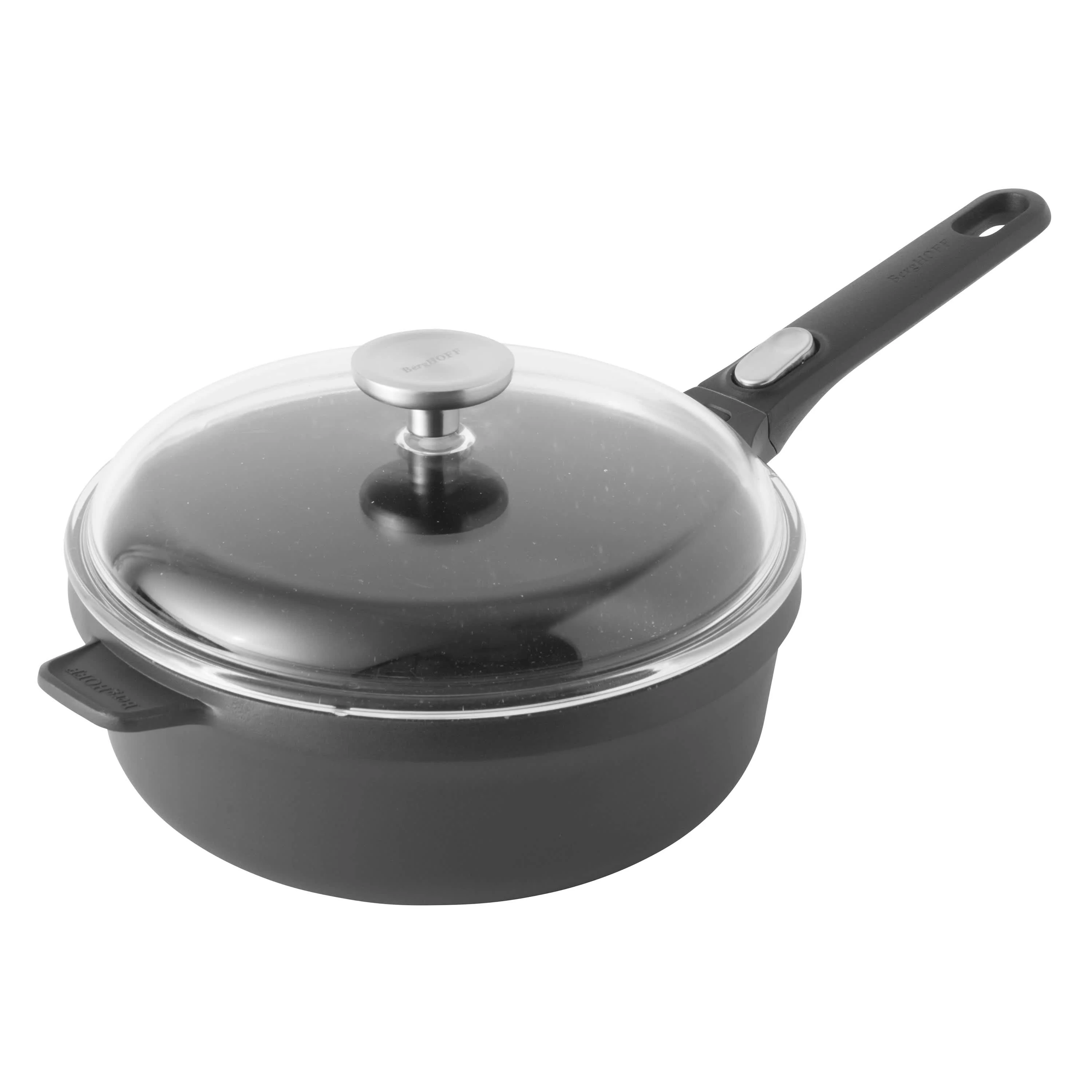 BergHOFF GEM Nonstick Cast Aluminum 10" Saute Pan 3.4qt. with Glass Lid, Black