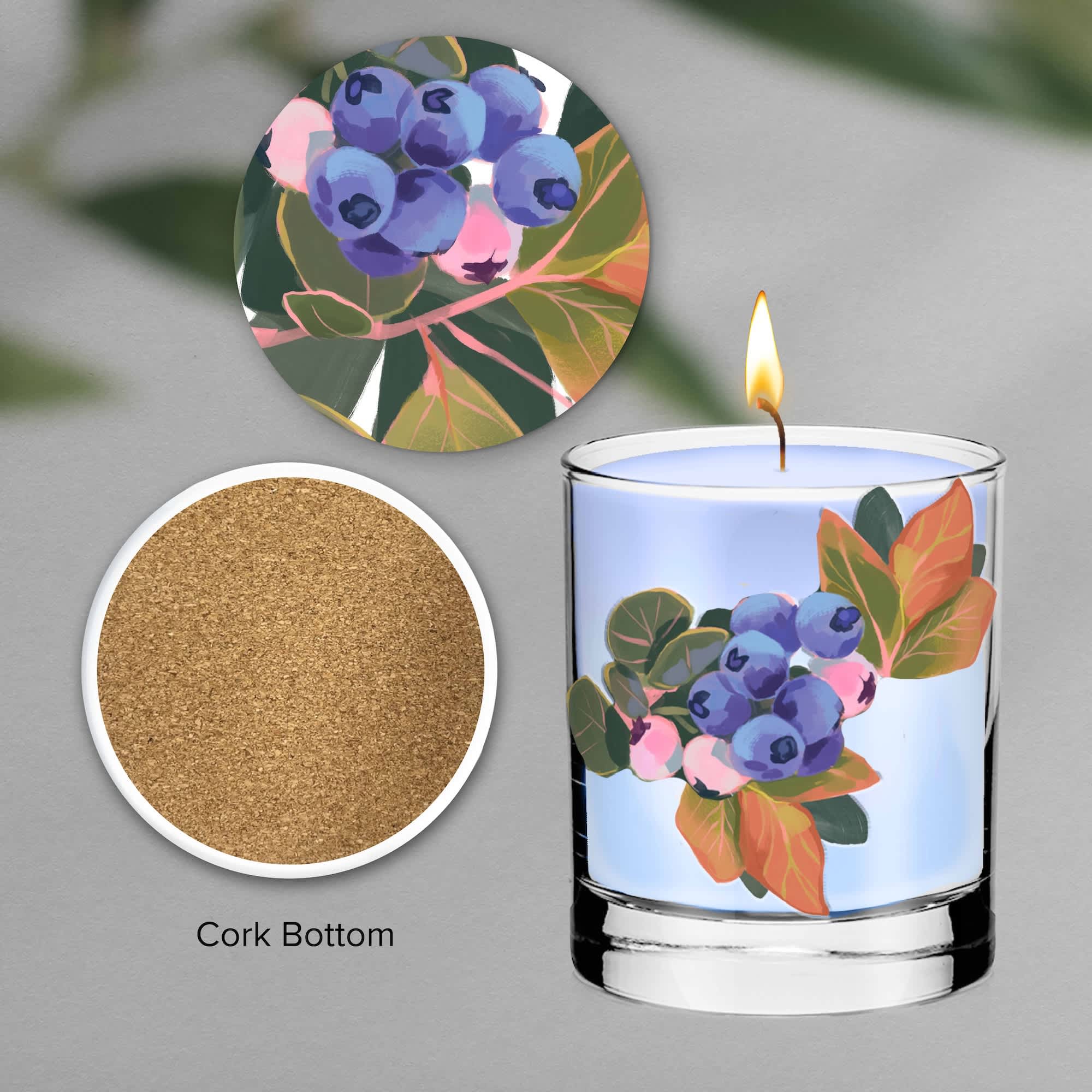 Berry Branch - 11 oz Blueberry Candle & Coaster Set - Image 2