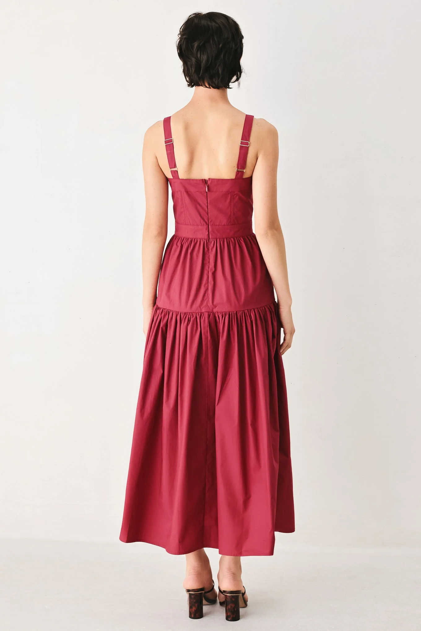 Berry Romance Woven Midi Dress - Image 6