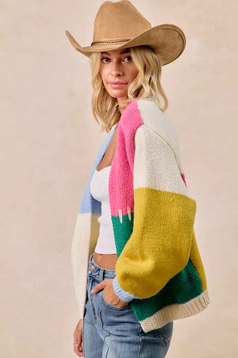 BiBi Color Block Open Front Sweater Cardigan - Image 6