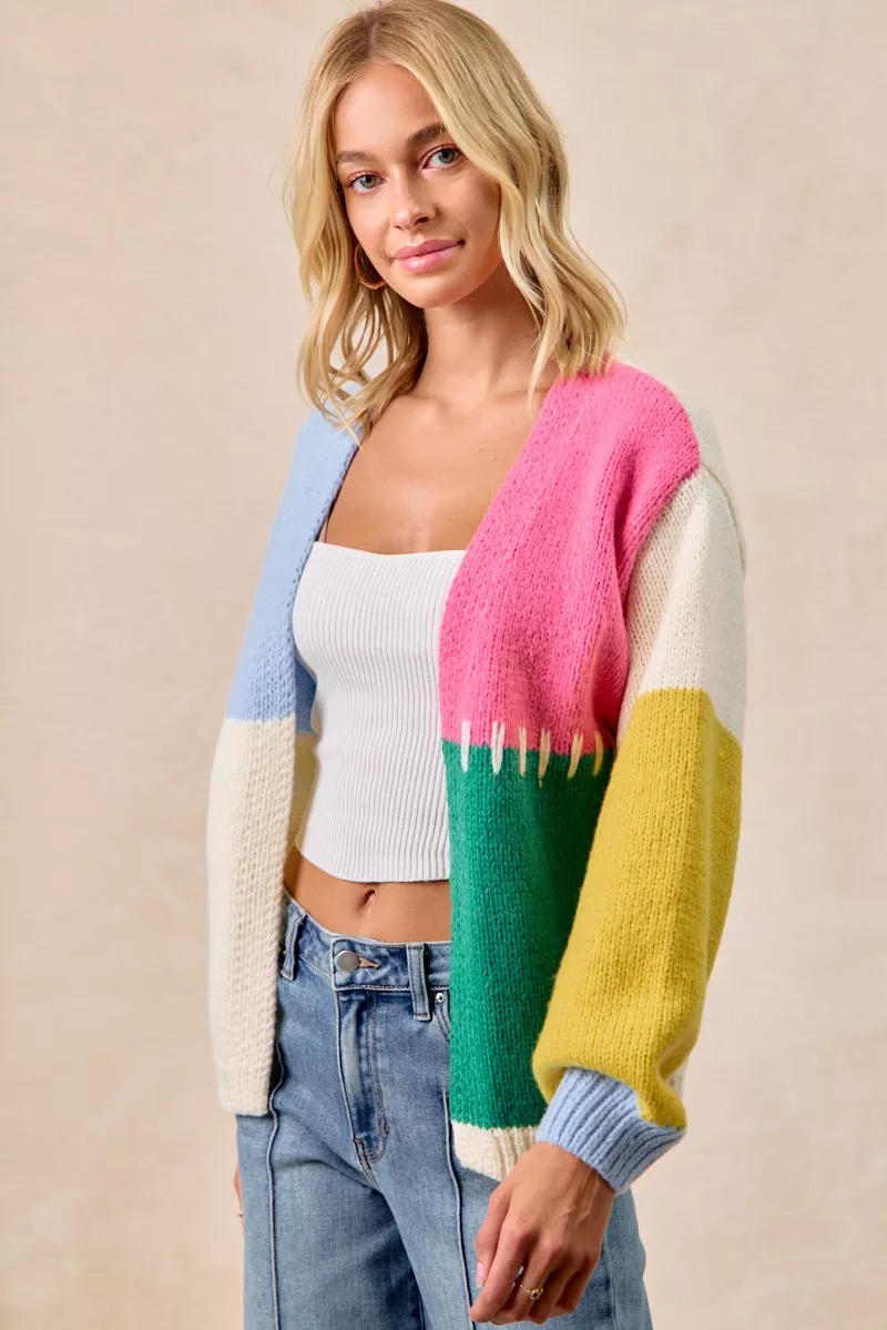 BiBi Color Block Open Front Sweater Cardigan - Image 8