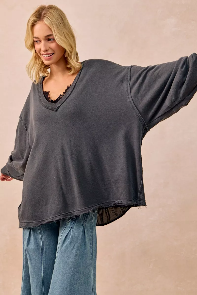 BiBi Mineral Washed French Terry Oversized Sweatshirt - Image 15