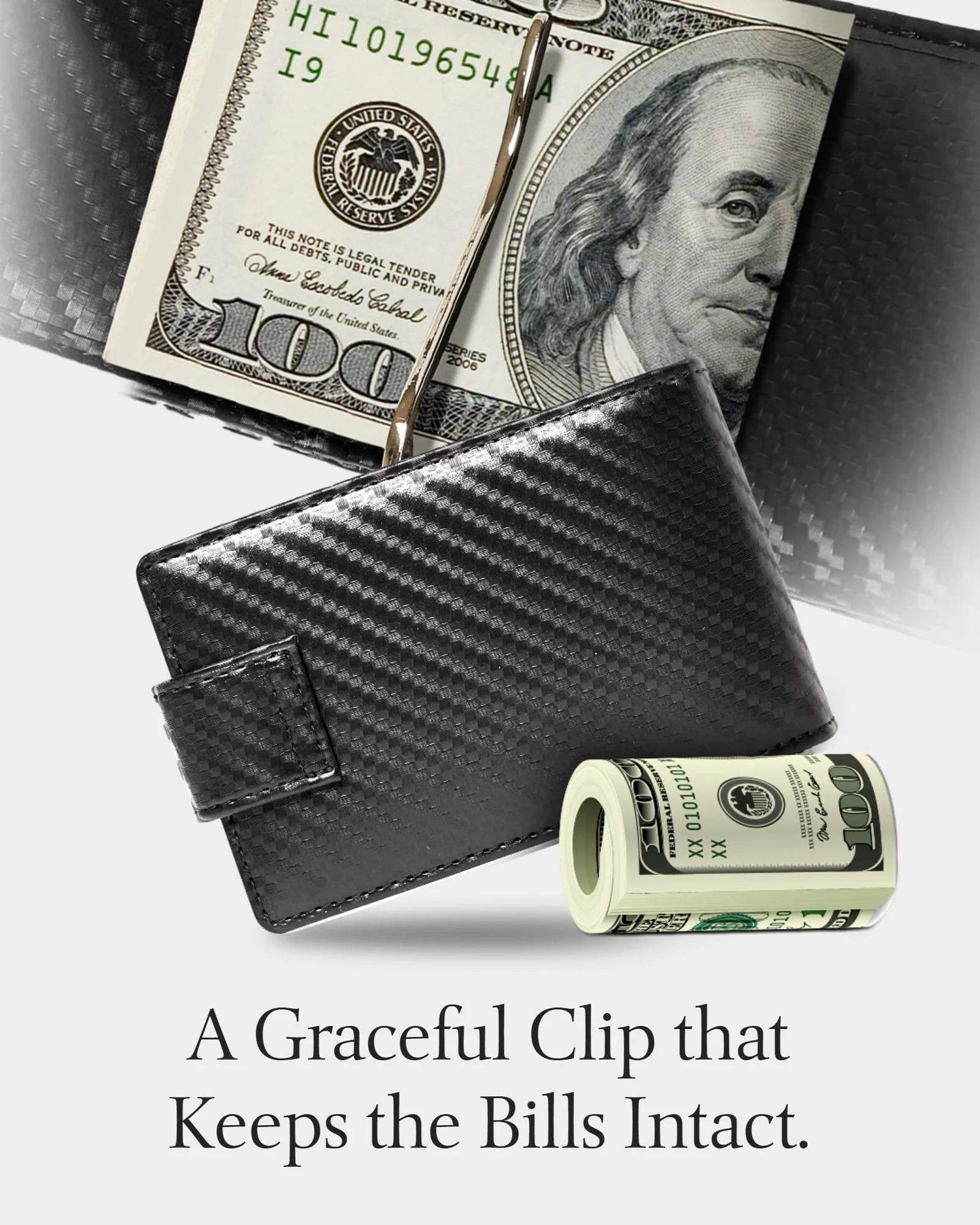 Bifold Wallet With Removable Money Clip Snap Closure - Image 11