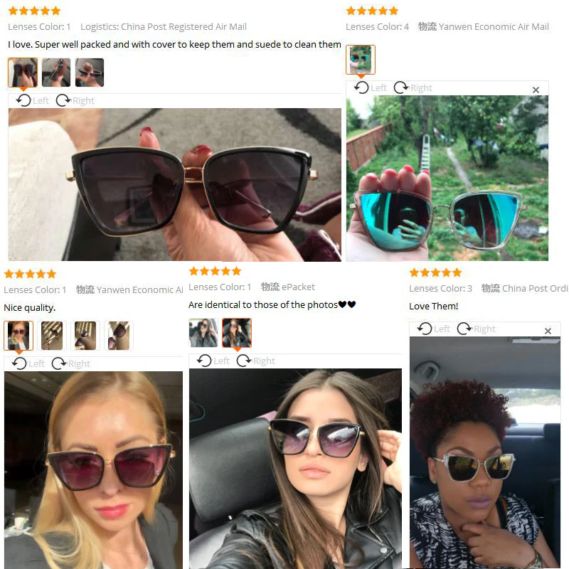 Big Cat Eye Sunglasses Women Black Mirror Sun Glasses - Image 5