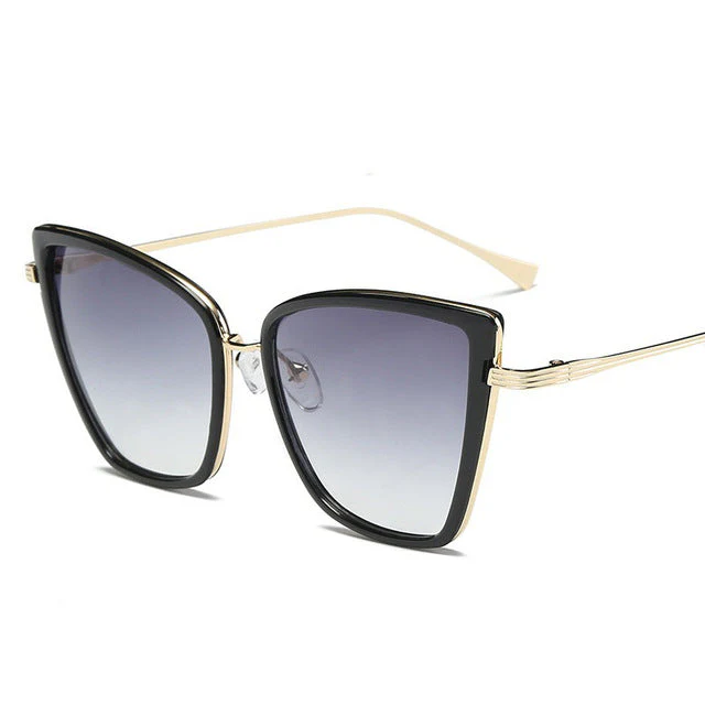 Big Cat Eye Sunglasses Women Black Mirror Sun Glasses - Image 6