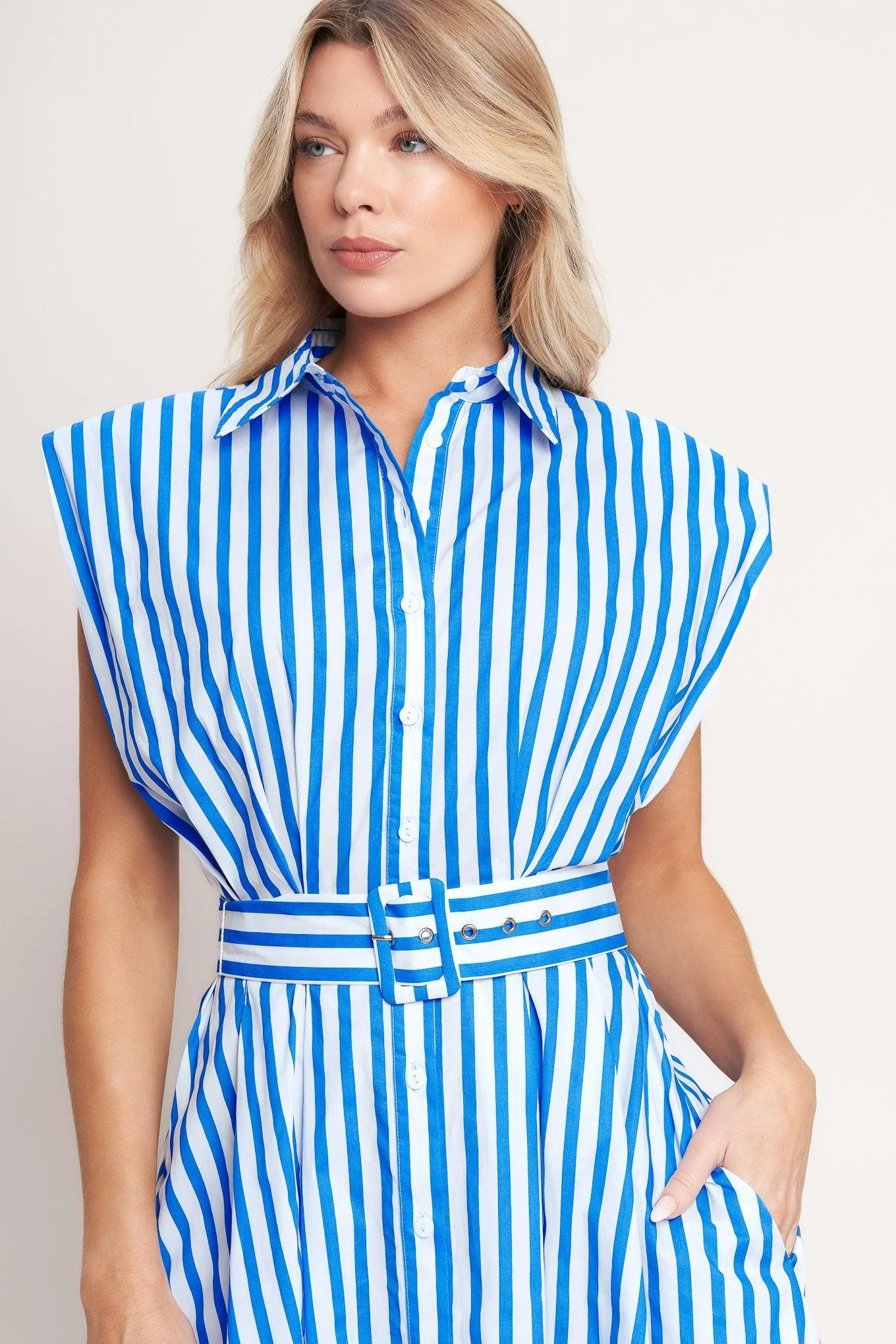 Bistro Stripe Woven Midi Dress - Image 4