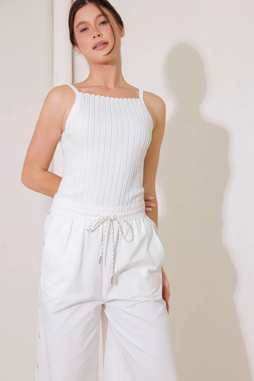 Bit of Sunshine White Sweater Knit Tank Top - Image 2
