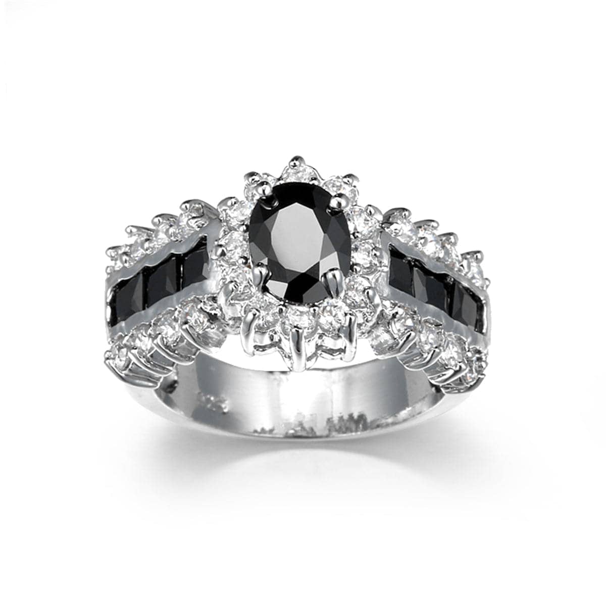 Black Crystal & Cubic Zirconia Oval-Cut Ring - Image 9