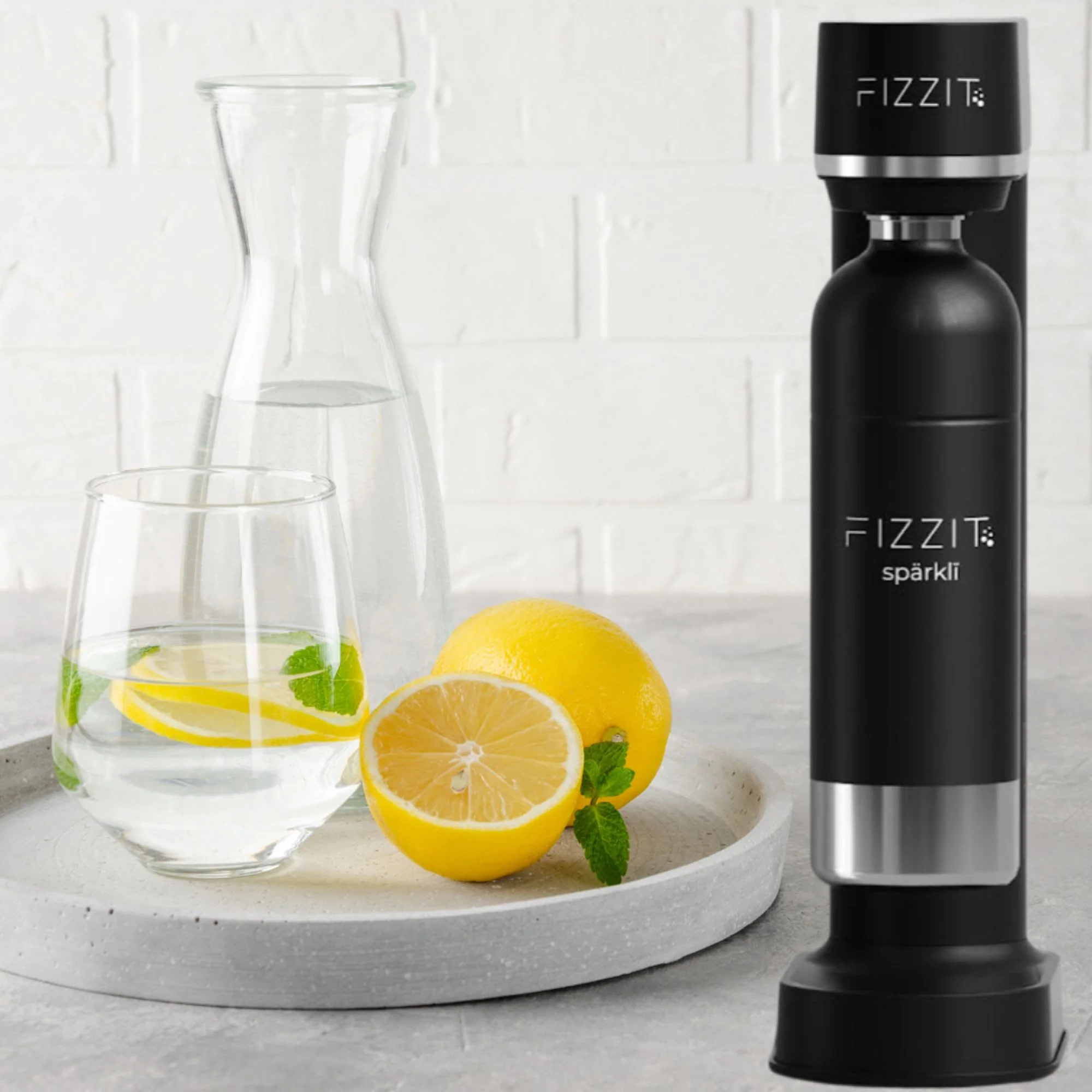 Black Fizzit Spärklï Stainless Steel Sparkling Water Maker with 2 CO2 Cylinders & 1L Reusable Bottle – Soda Streaming Machine Carbonated Water Maker for Home – No Electricity Needed, Dishwasher Safe - Image 4
