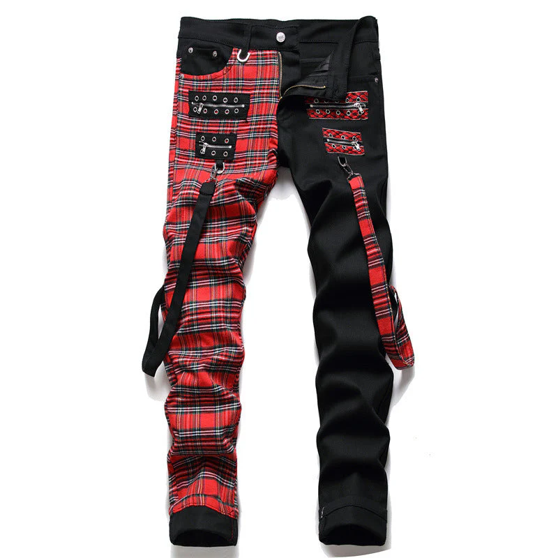 Black Panel Colorblock Non Stretch Straight Men's Jeans - Image 7