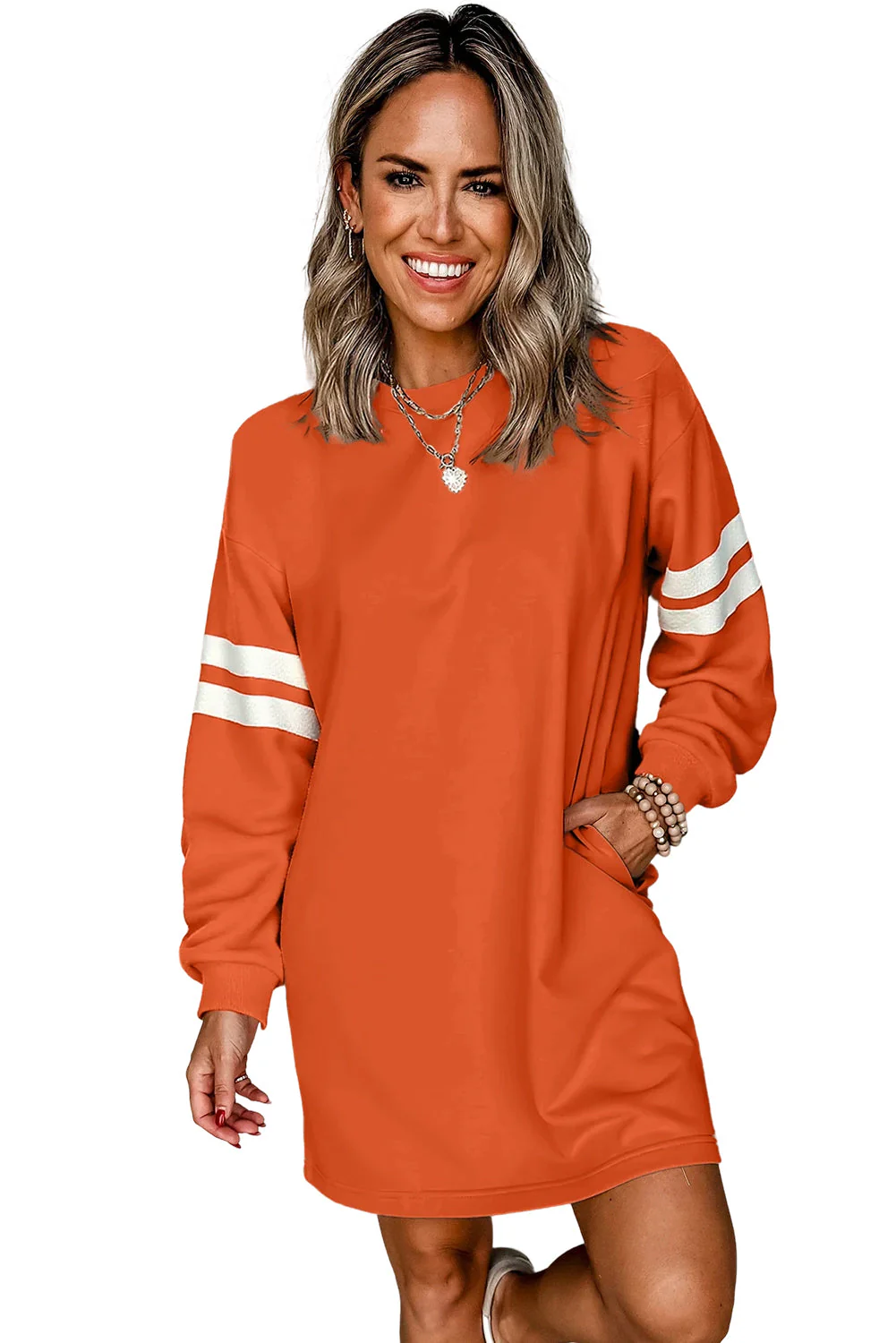 Black Preppy Striped Sleeve Loose Mini Dress - Image 10