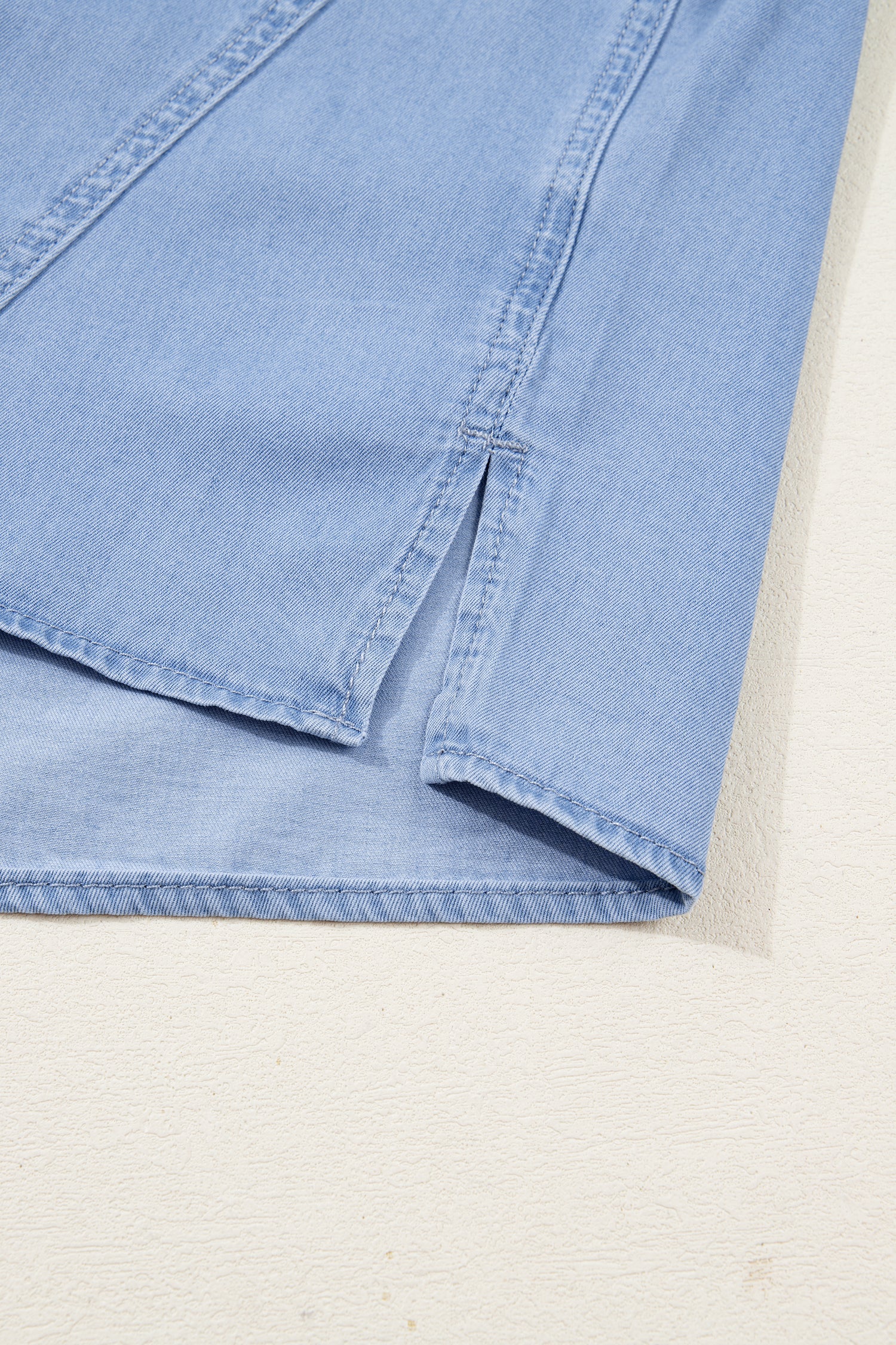 Blake Washed Drop Shoulder Bracelet Sleeve Chambray Shirt - Image 8