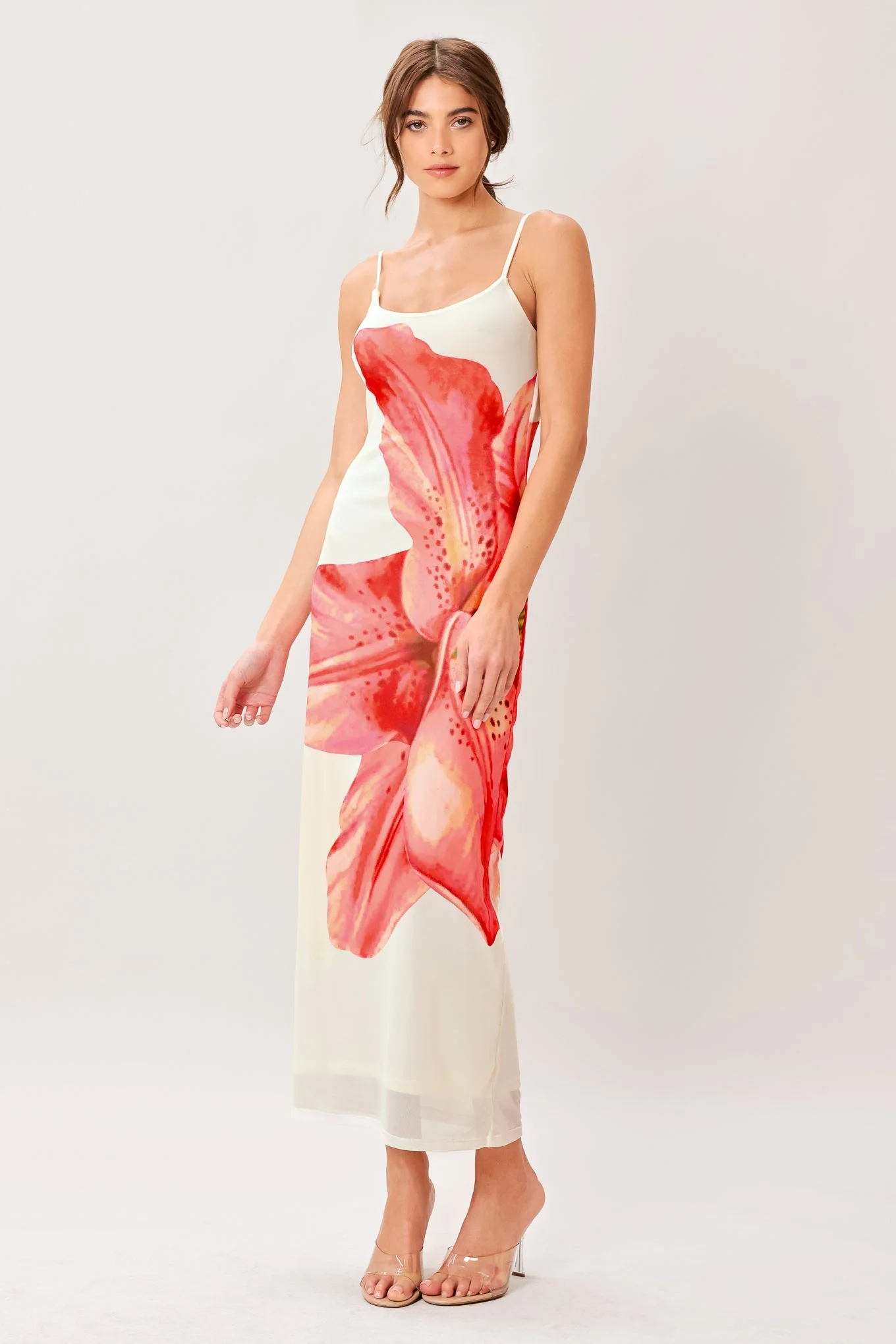 Bloom Statement Power Mesh Cami Midi Dress - Image 4