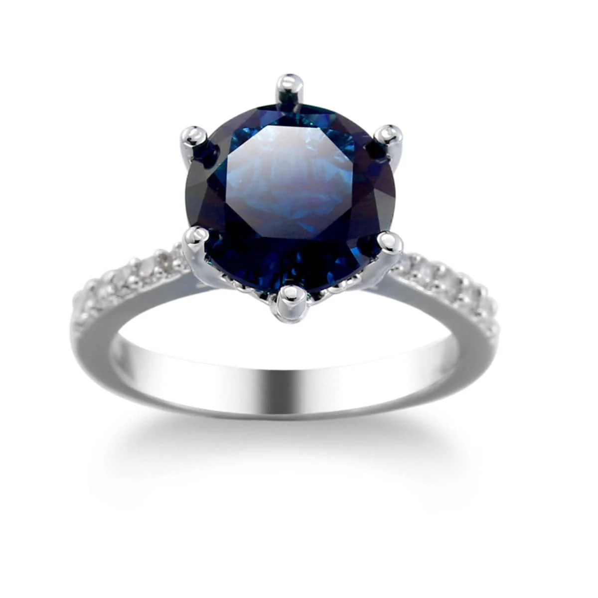 Blue Crystal & Cubic Zirconia Pavé Round-Cut Ring - Image 5