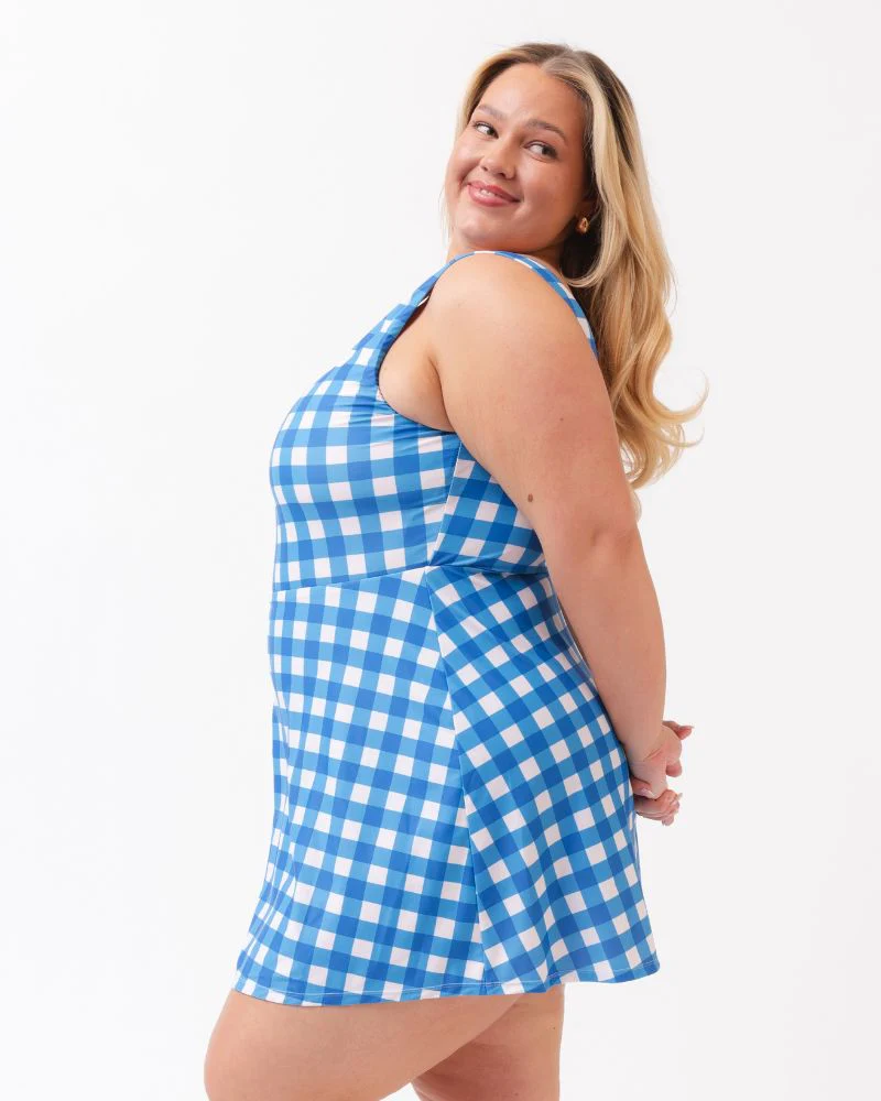 Blue Gingham Swim Dress - Image 9