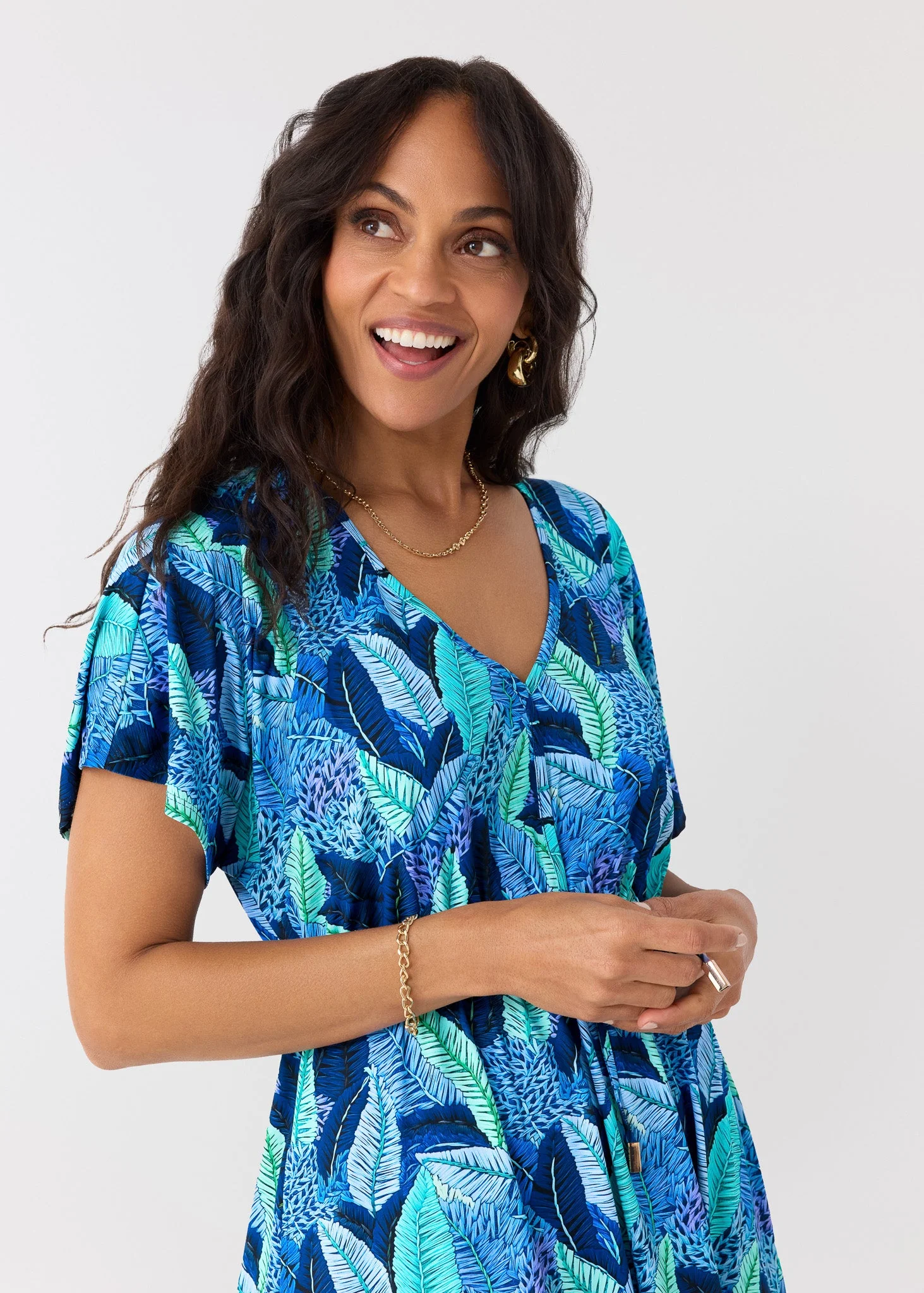 Blue Myers Tie Waist Midi Dress - Image 4