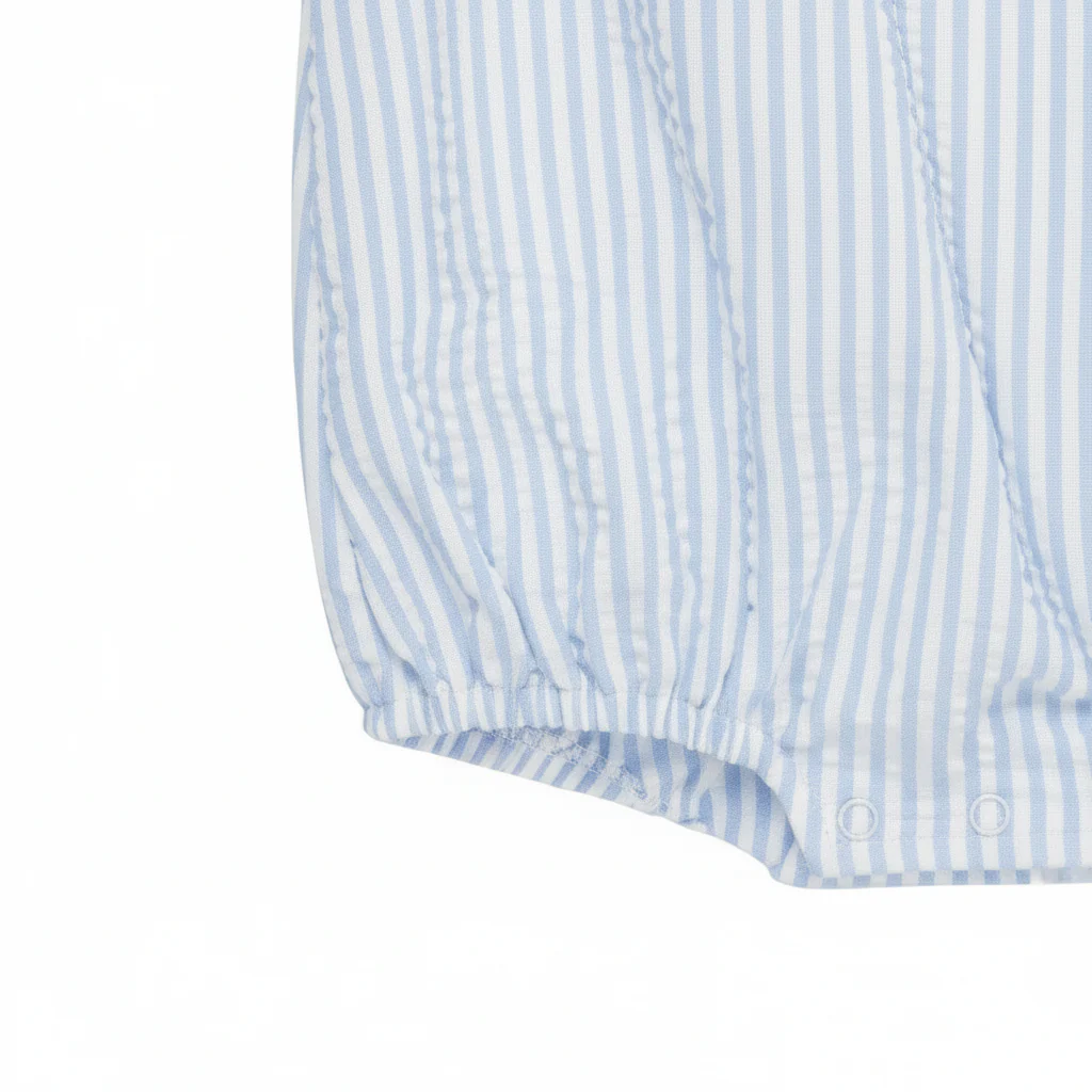 Blue Seersucker Bubble Romper - Image 2