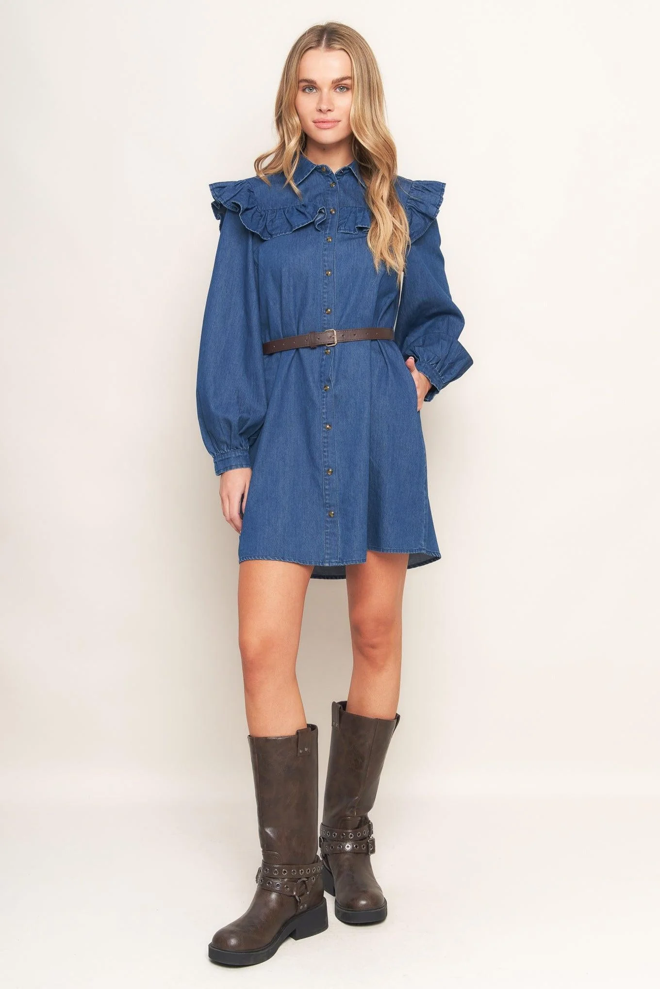 Bluebird Cowgirl Denim Mini Dress - Image 5