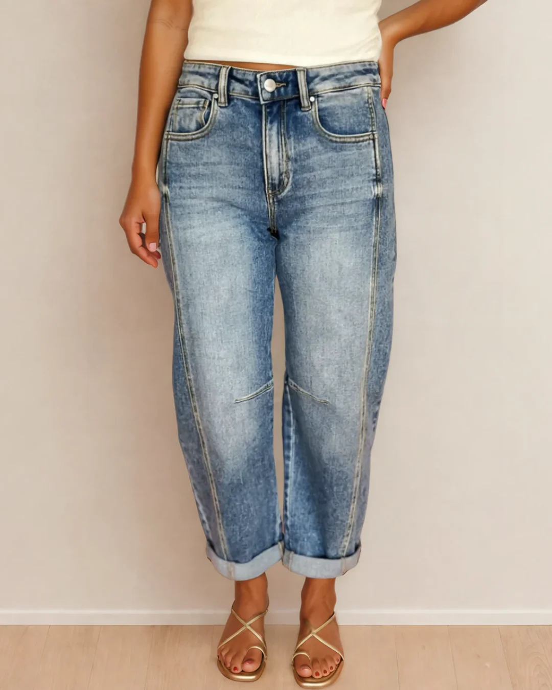 Blythe Vintage Washed Seam Detail Jeans - Image 2
