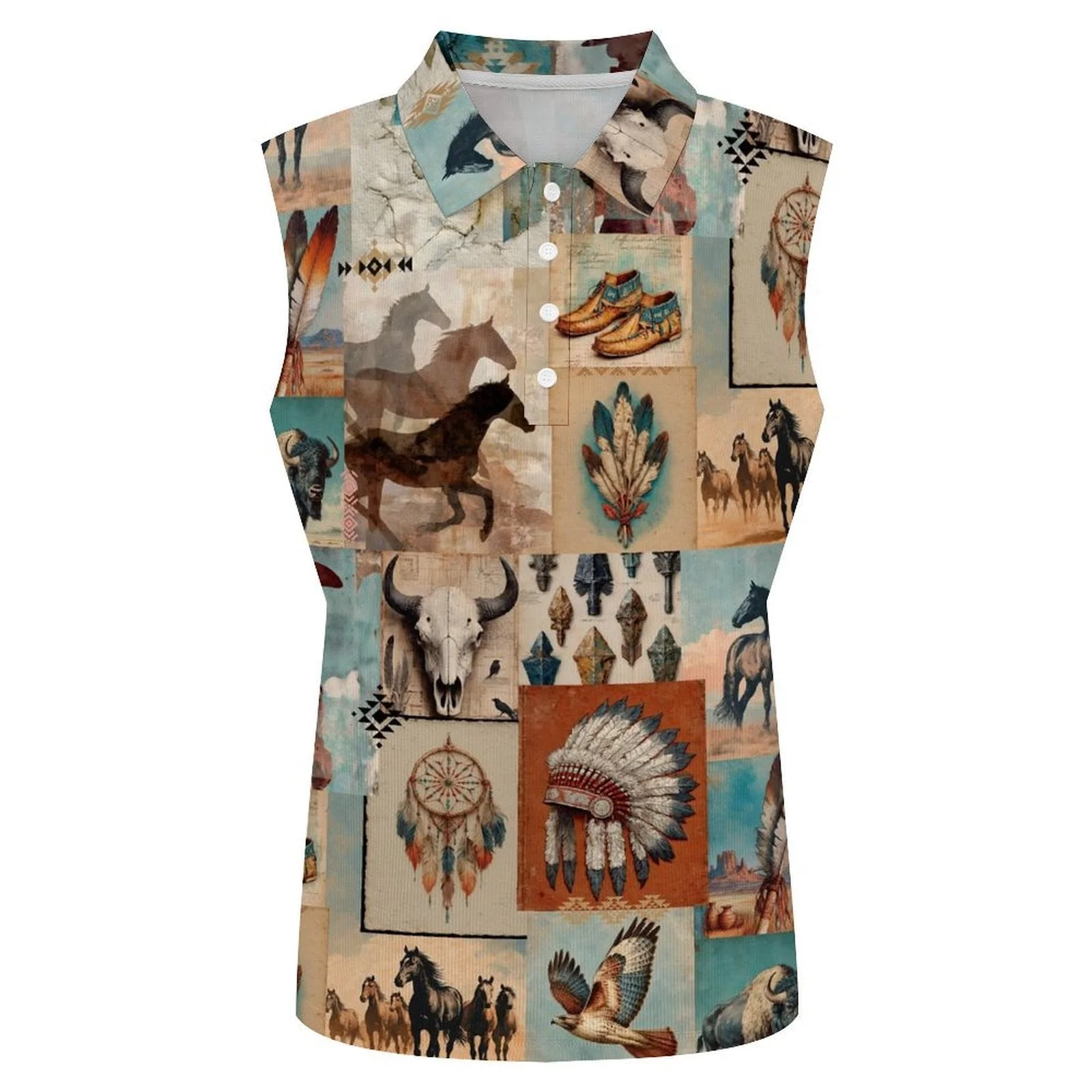 Bohemian Dreams Sleeveless Polo Tank Top - Image 3