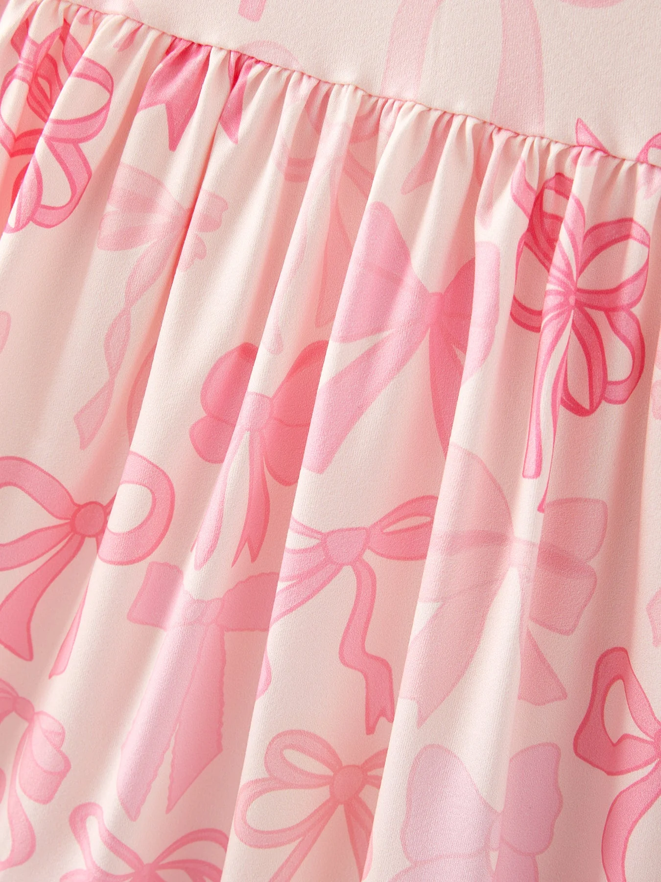 Bow Print Flying Sleeve Girls Dress - Image 11