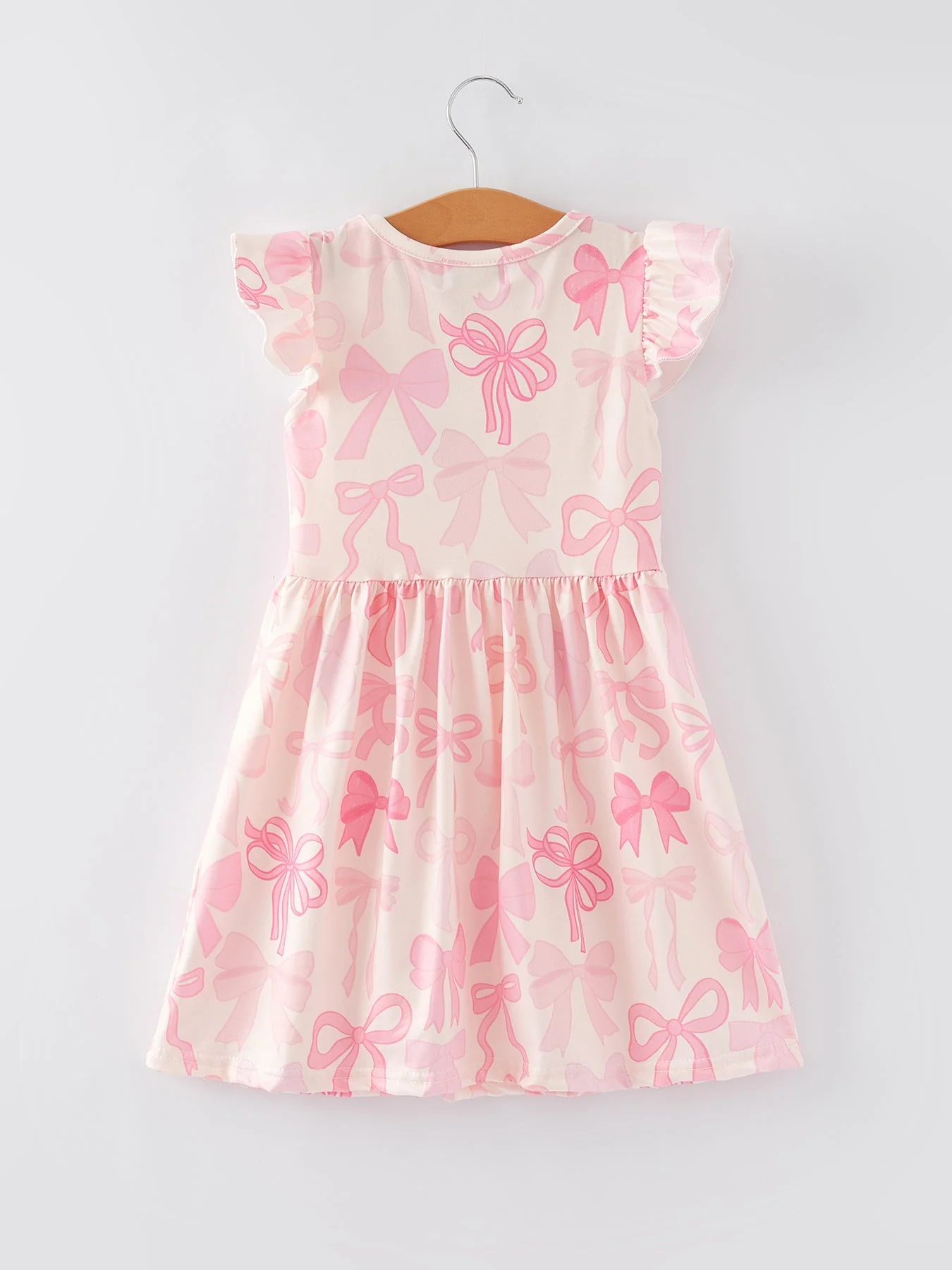 Bow Print Flying Sleeve Girls Dress - Image 8