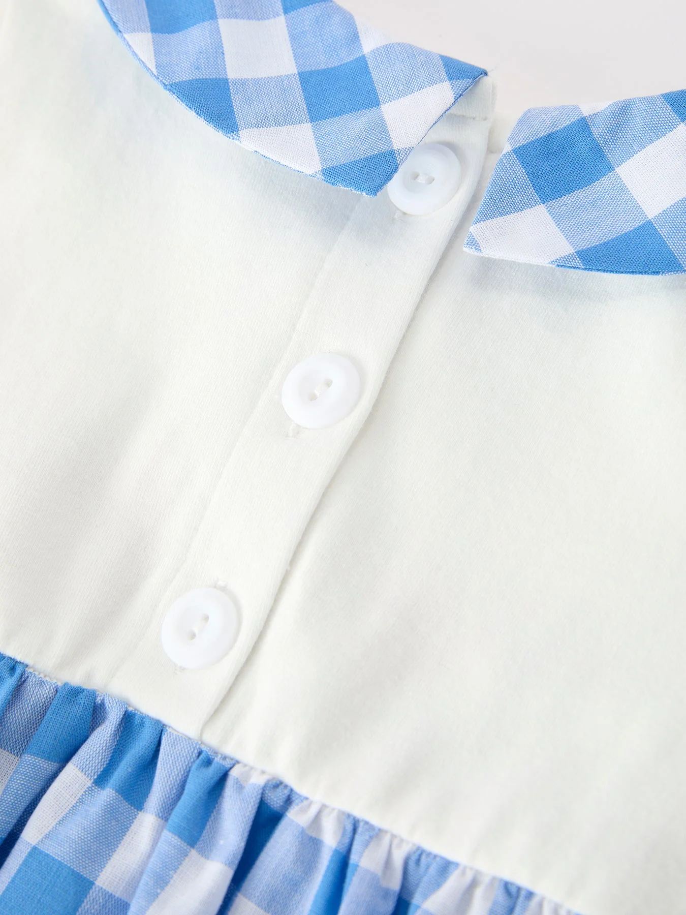 Boys 4th of July Plaid Romper Embroidery Petals Collar - Image 5