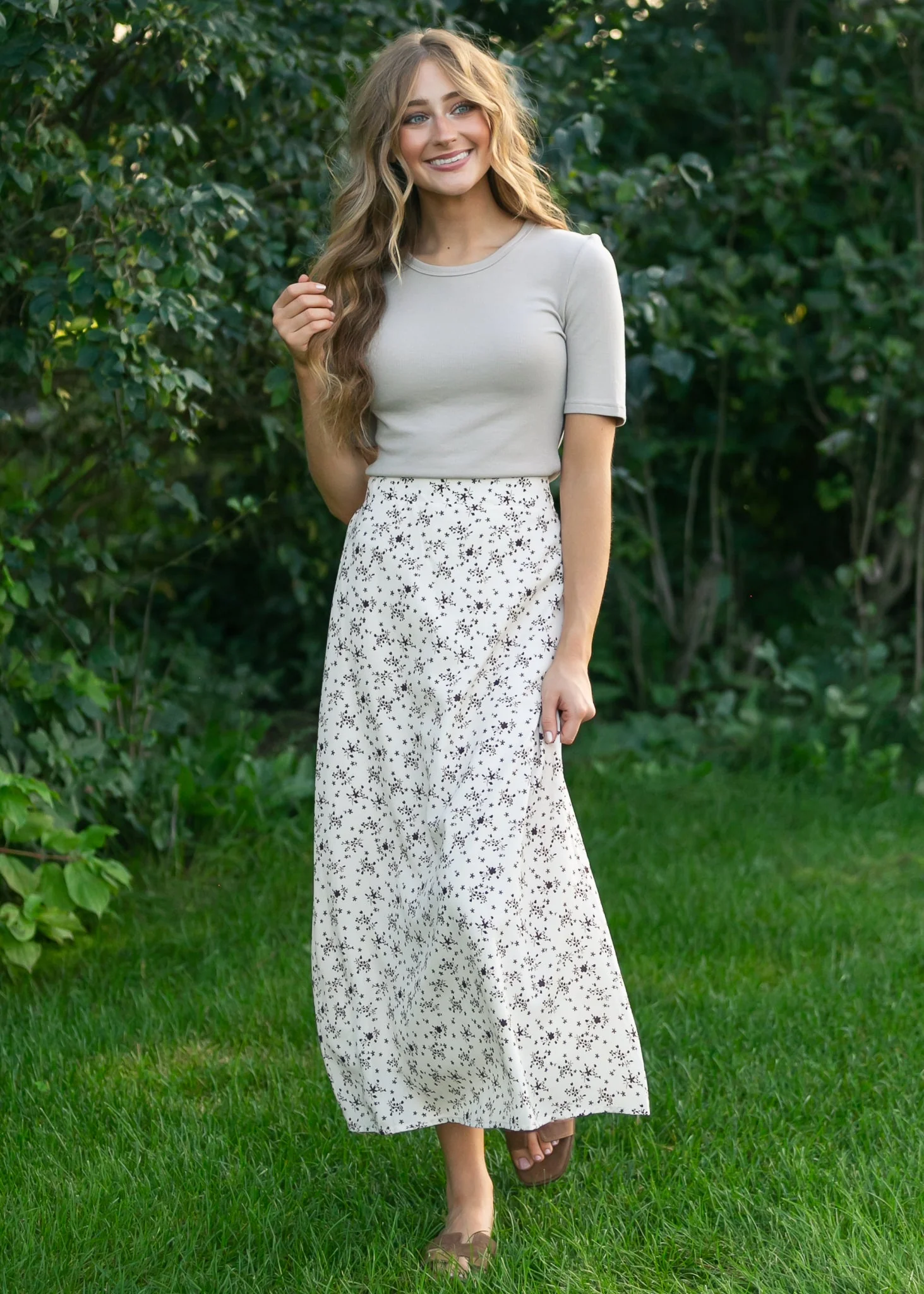 Braylyn Brown Floral Midi Skirt - Image 26