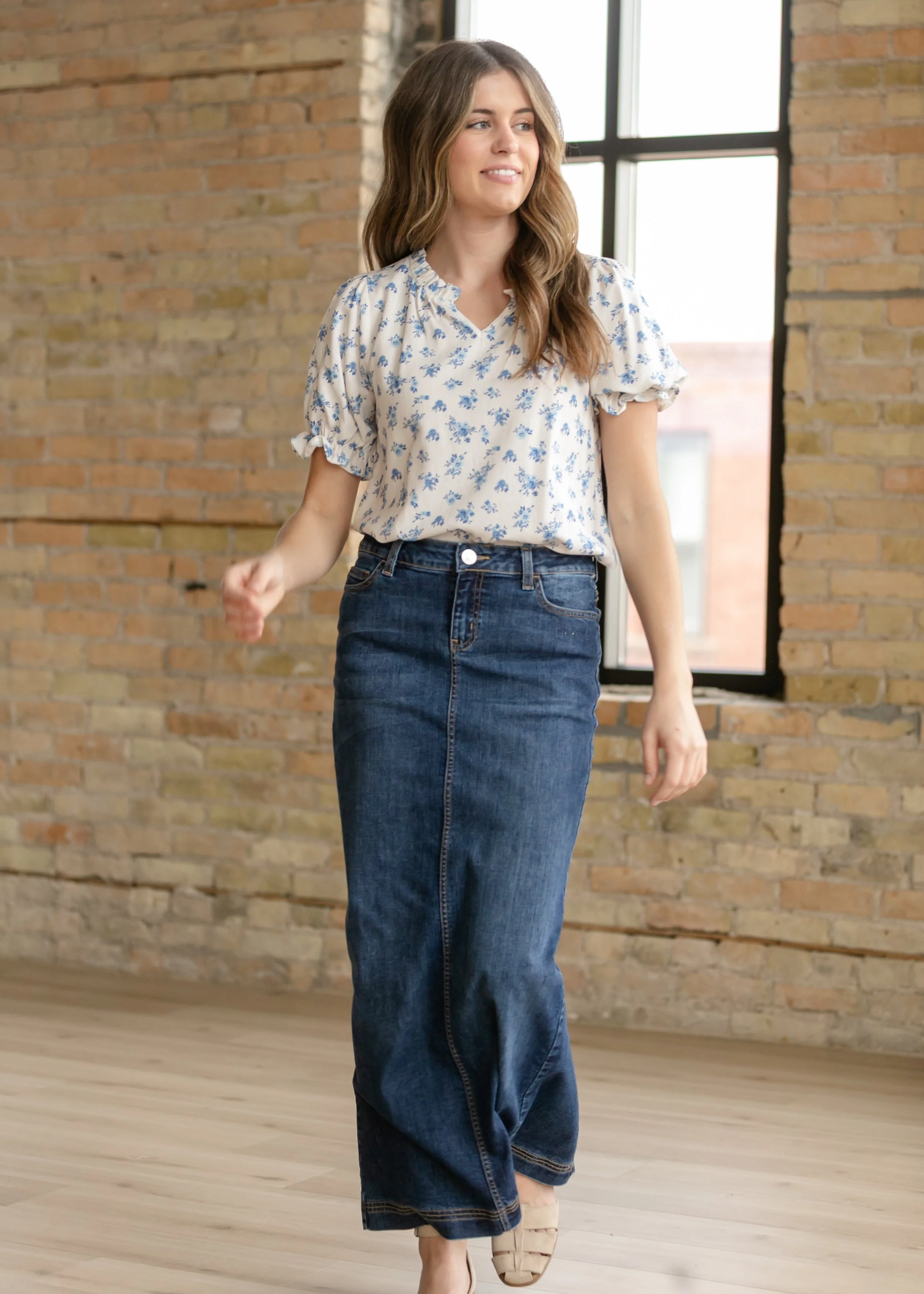 Bria Dark Wash Denim Maxi Skirt - Image 12