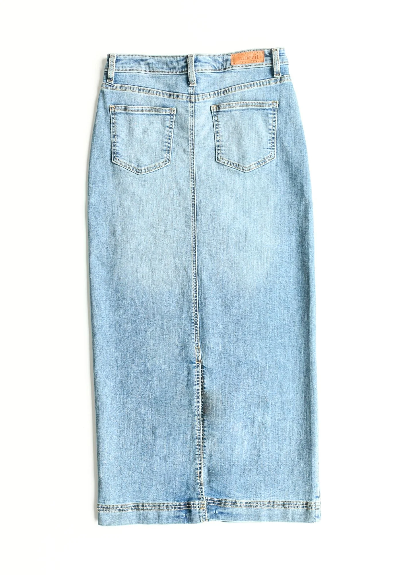 Bria Light Wash Denim Maxi Skirt - Image 14
