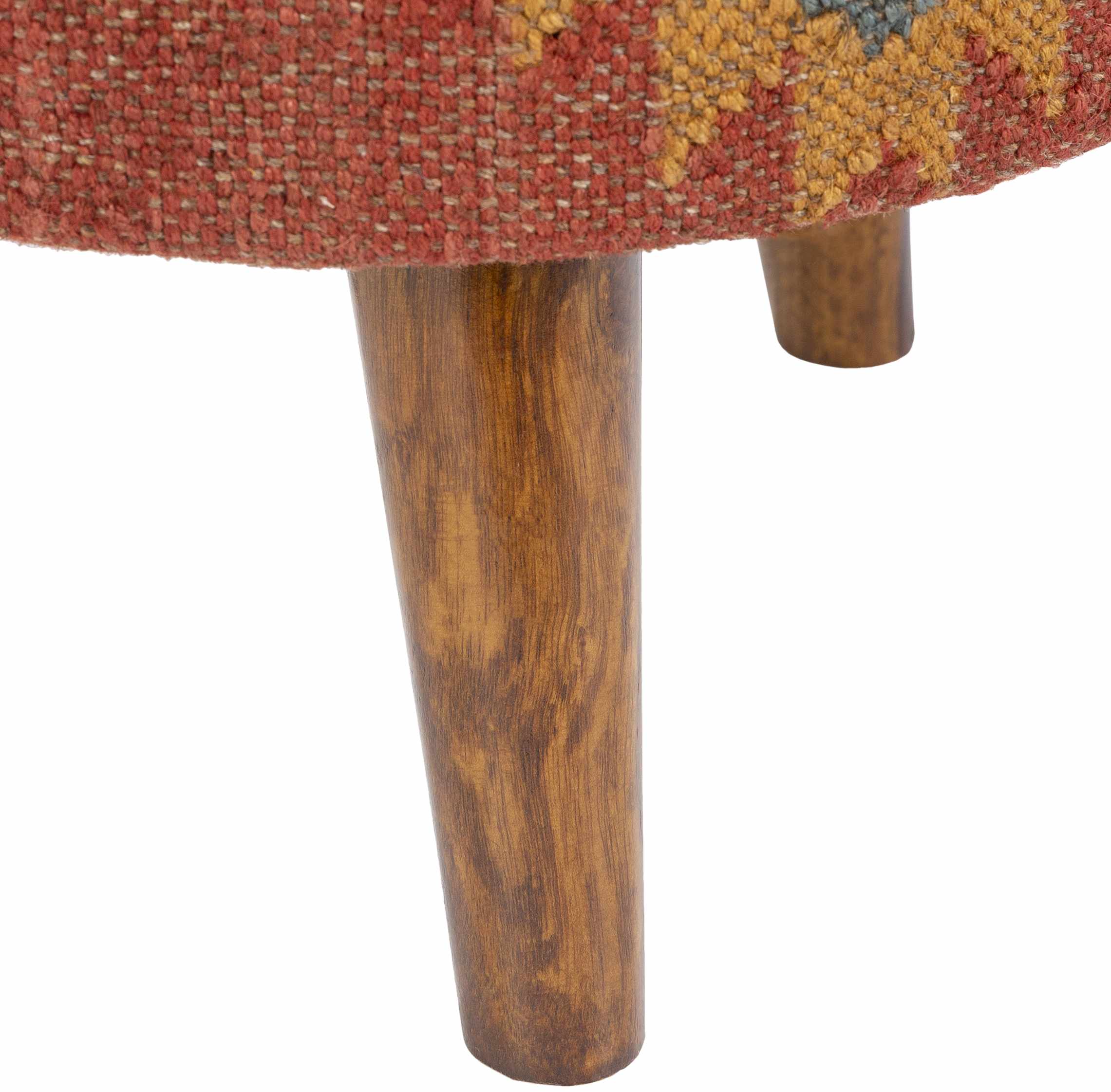 Brick Red Wood Frame Ottoman Stool - Clearance - Image 6