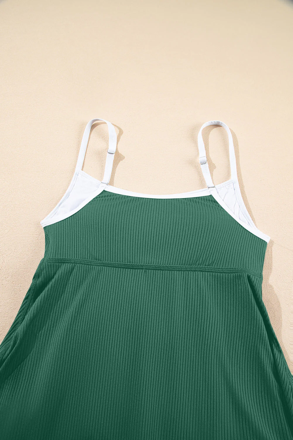 Bright Pink Color Block Edge Ribbed Pocketed Lined Swim Dress - Image 24