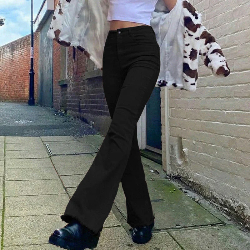 Brown High Waist Stretch Bootcut Jeans Women Casual Pants - Image 5