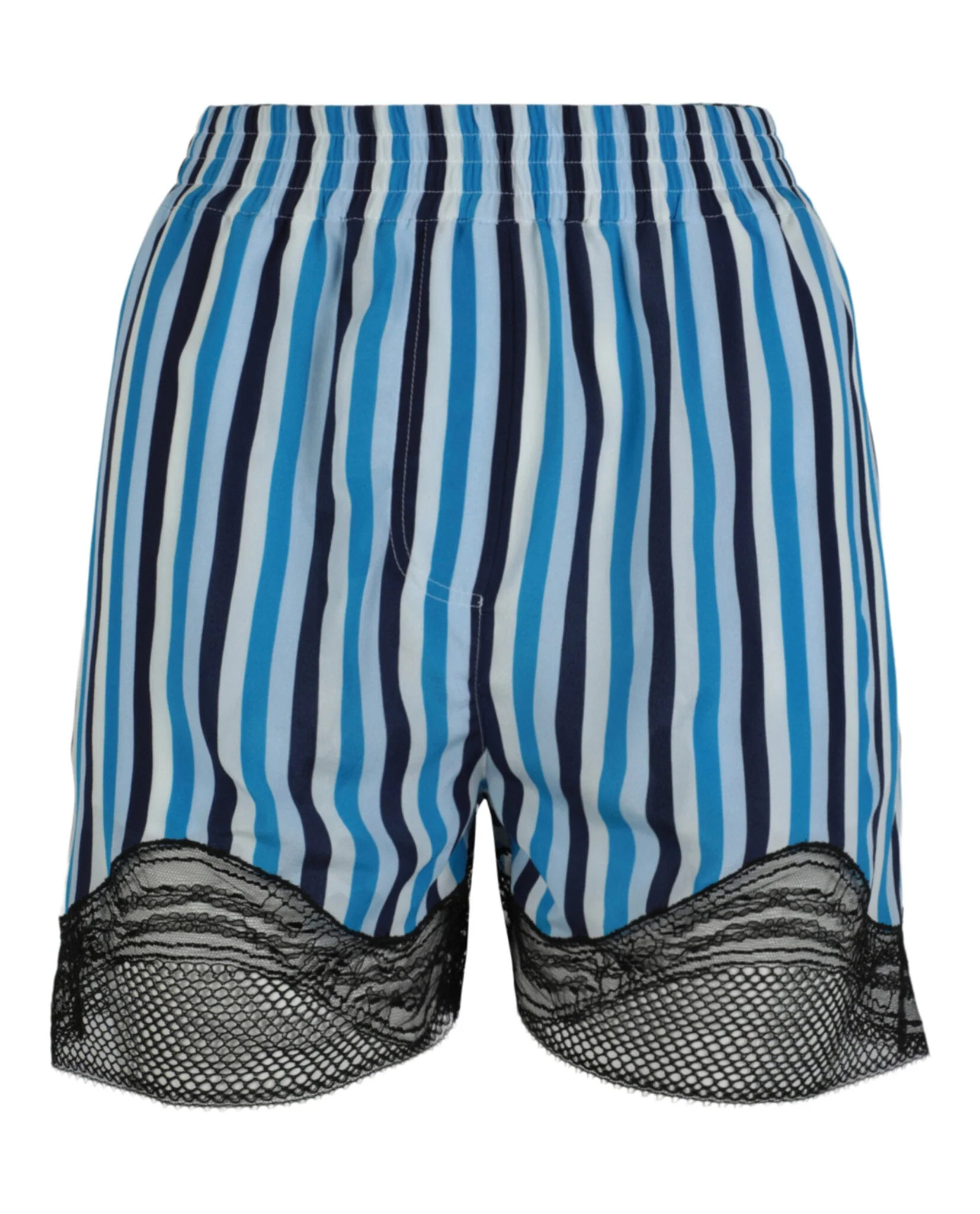 Burberry Lace-Trim Stripe Silk Shorts