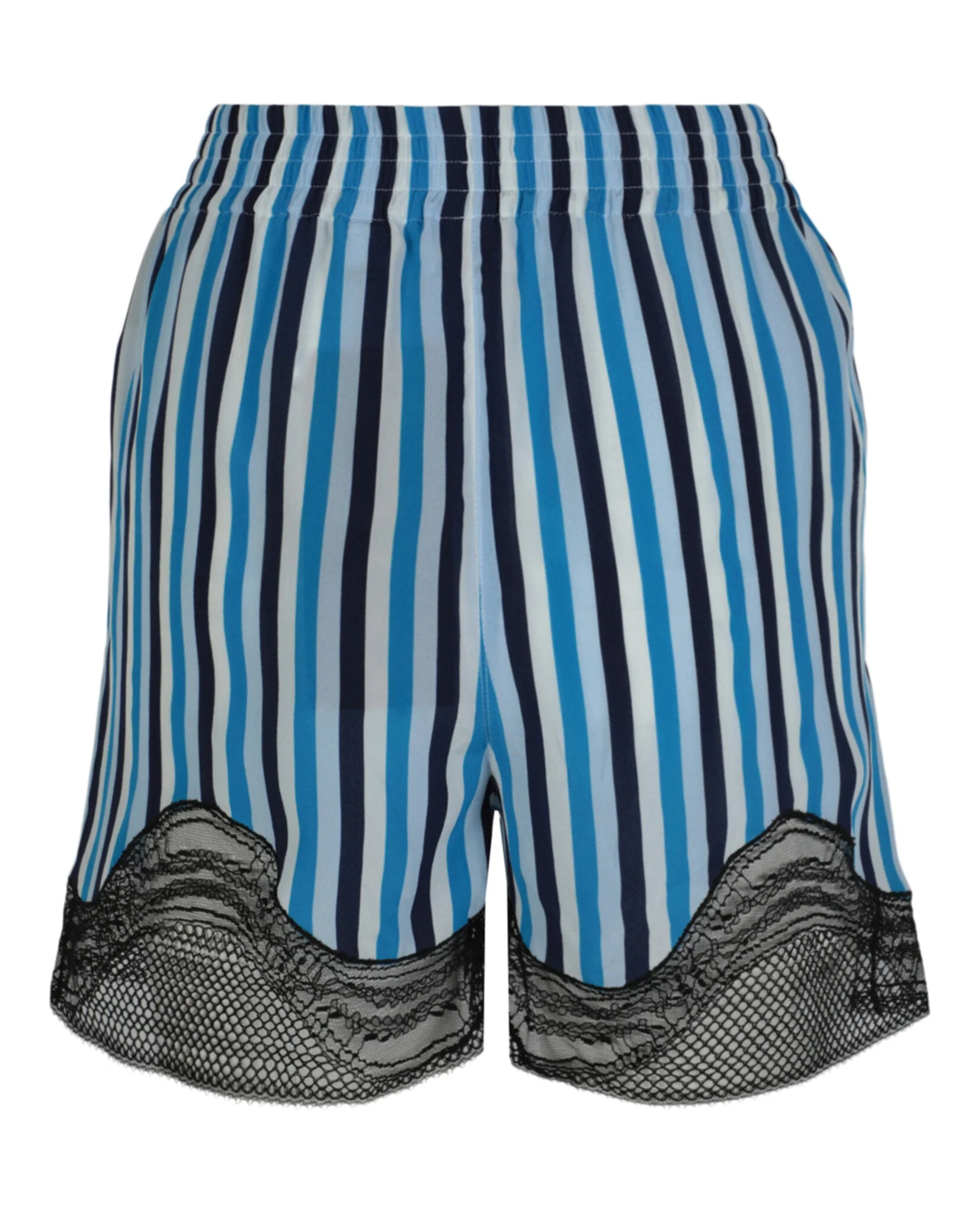 Burberry Lace-Trim Stripe Silk Shorts - Image 2