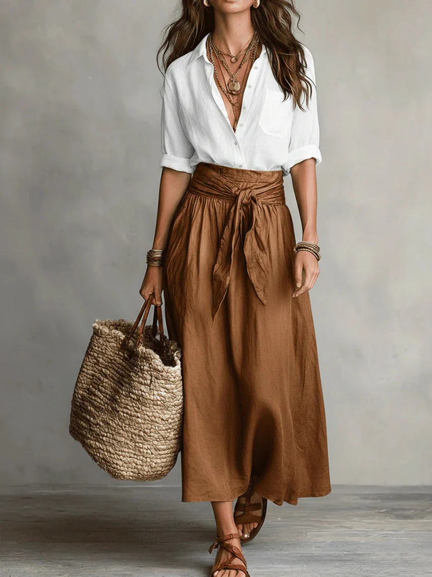 Button-Down Shirt & Straight Skirt Two-Piece Set - Image 7
