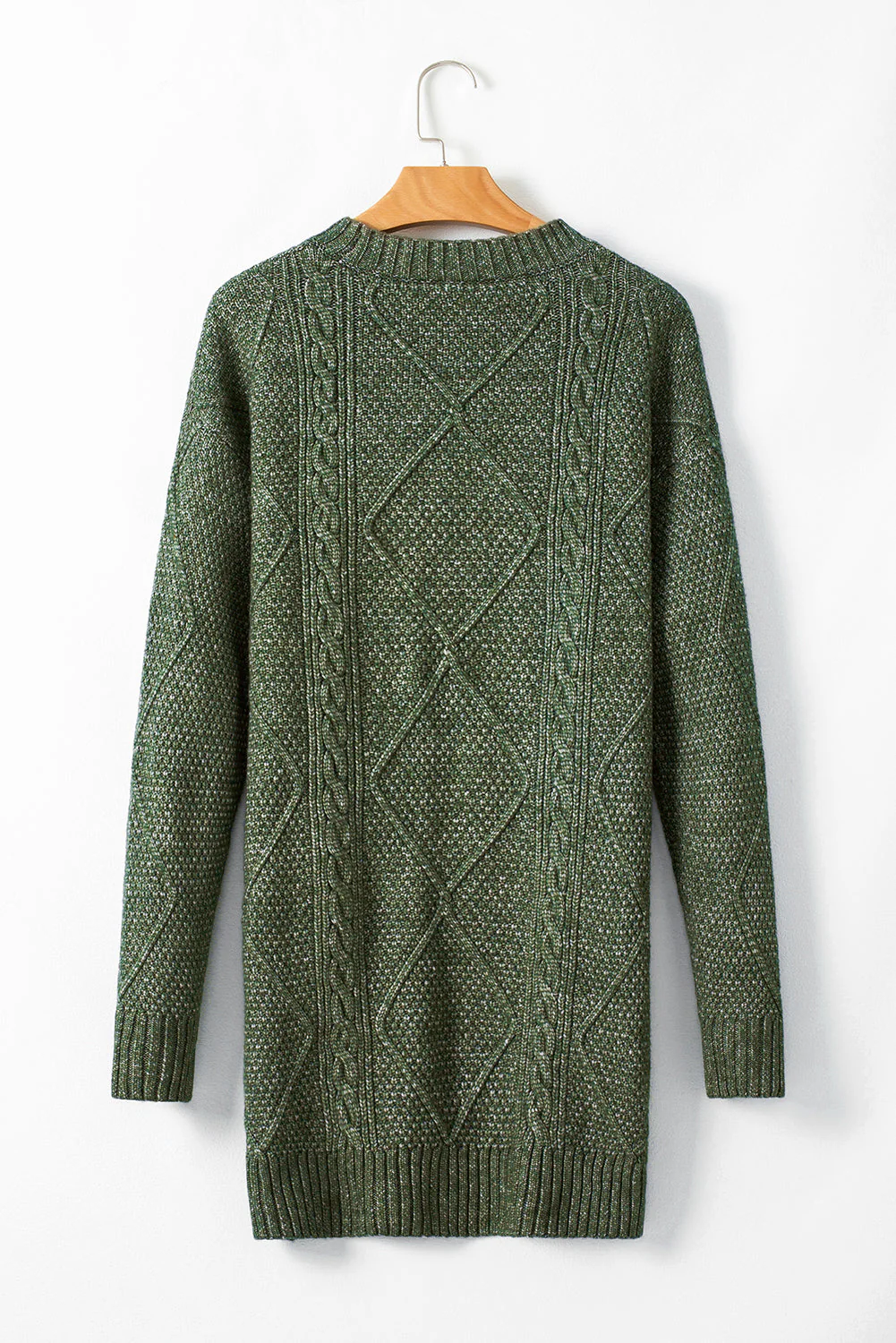 Cable Knit Sweater Dress - Green - Image 9
