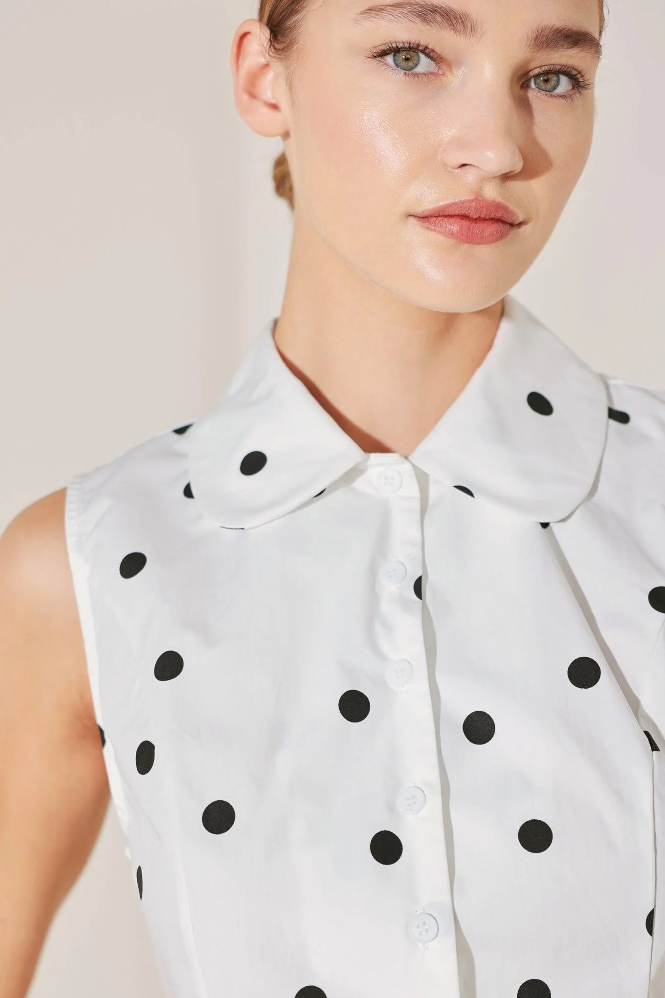 Café Noir Polka Woven Top - Image 7