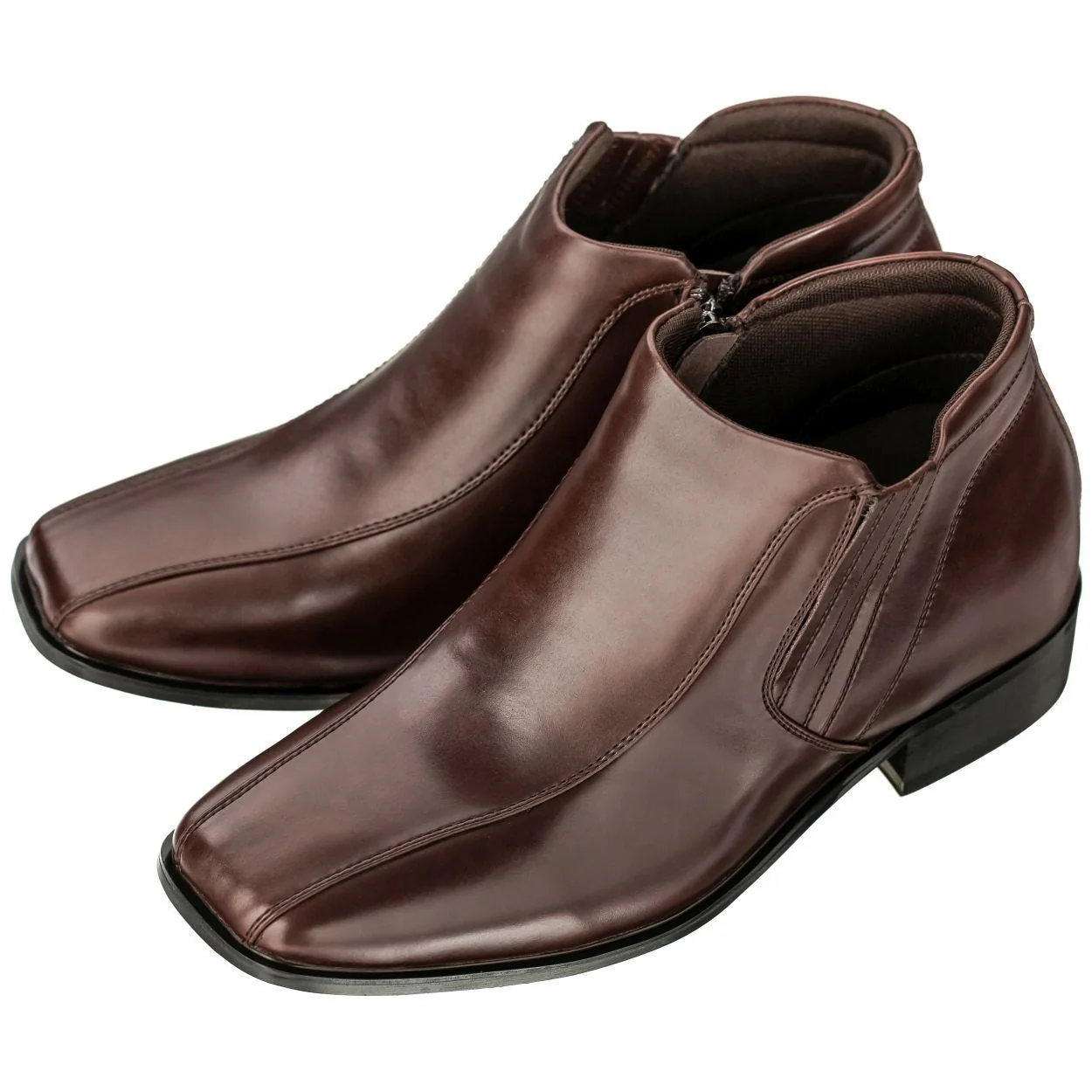 CALDEN Brown Leather Zipper Boots - 3.2 Inches - K99805-1 - Image 4