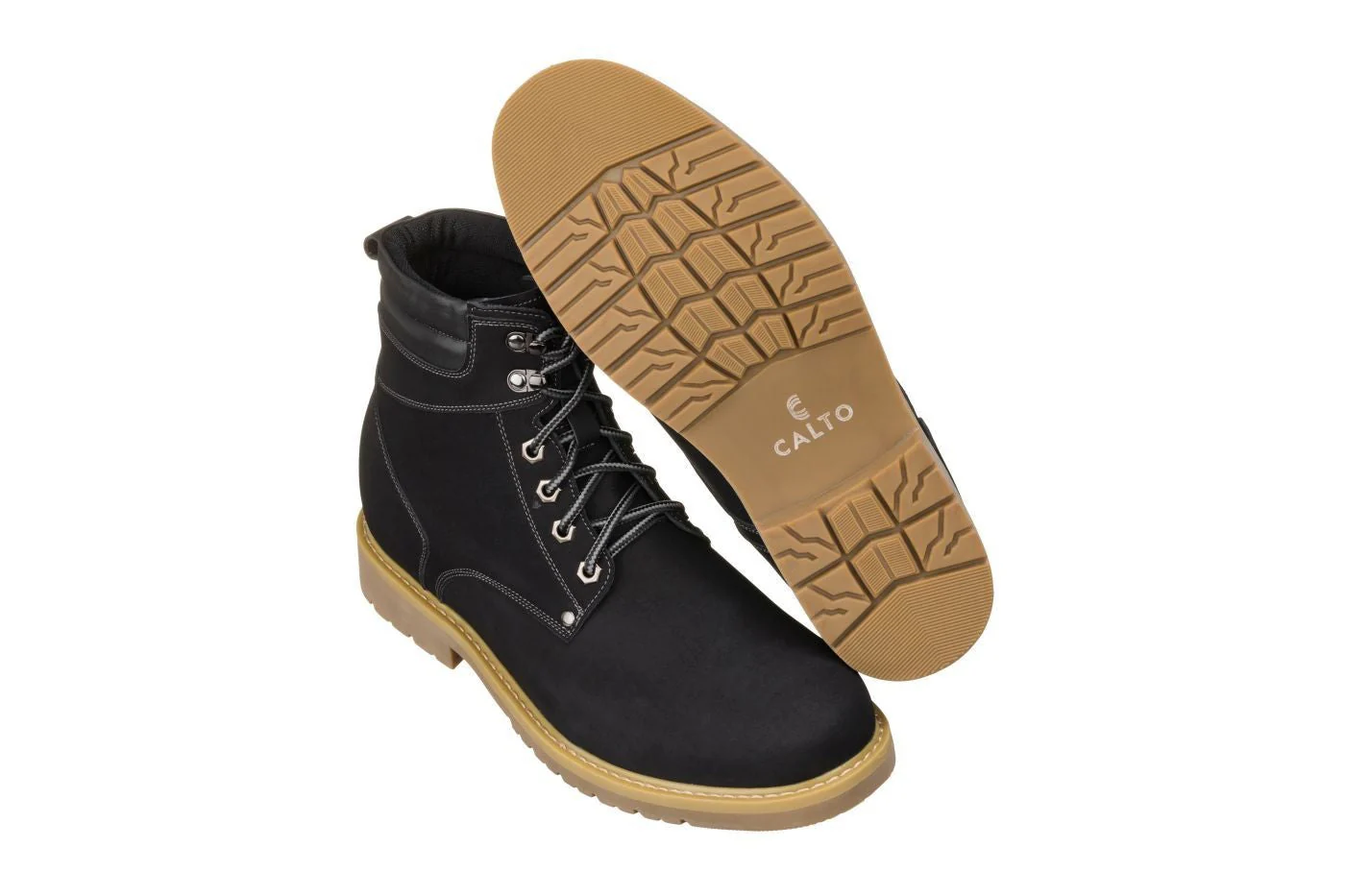 CALTO - K8820 - 3.2 Inches Taller (Nubuck Black) - Work Style Boot - Image 5
