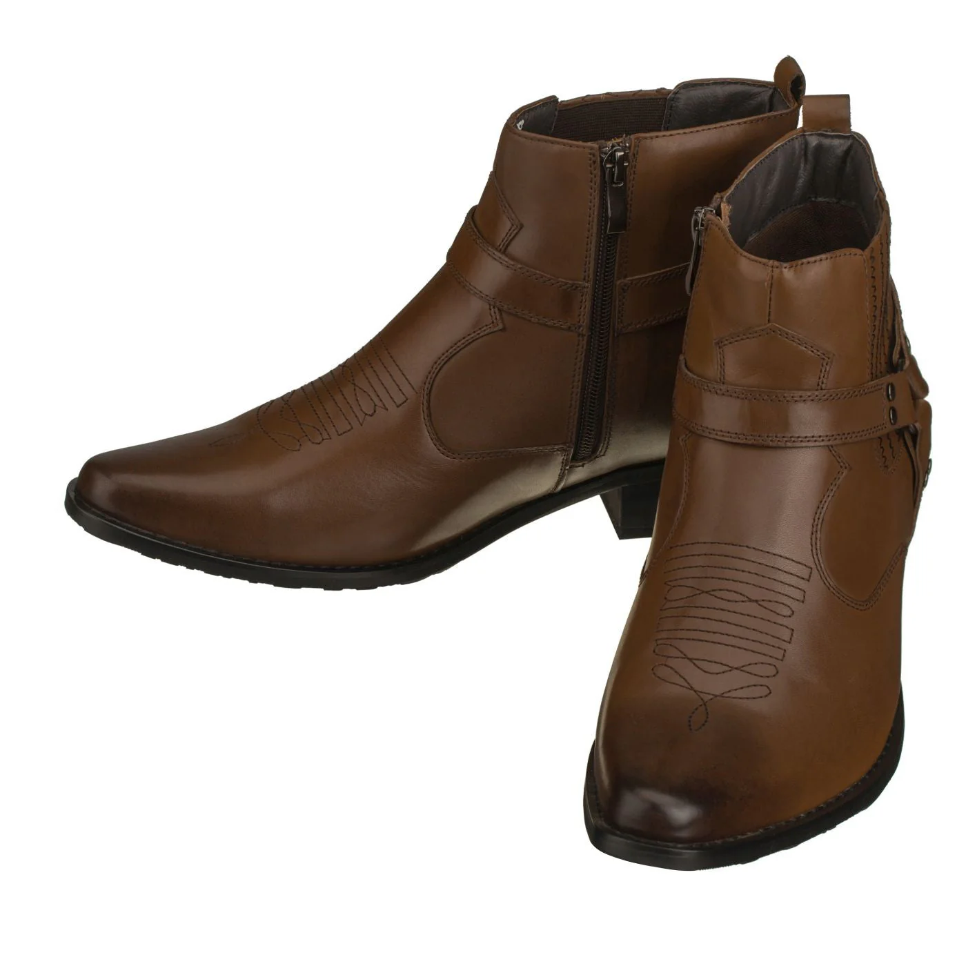 CALTO - T8113 - 3.3 Inches Taller (Dark Brown) - Zipper Boots - Image 4