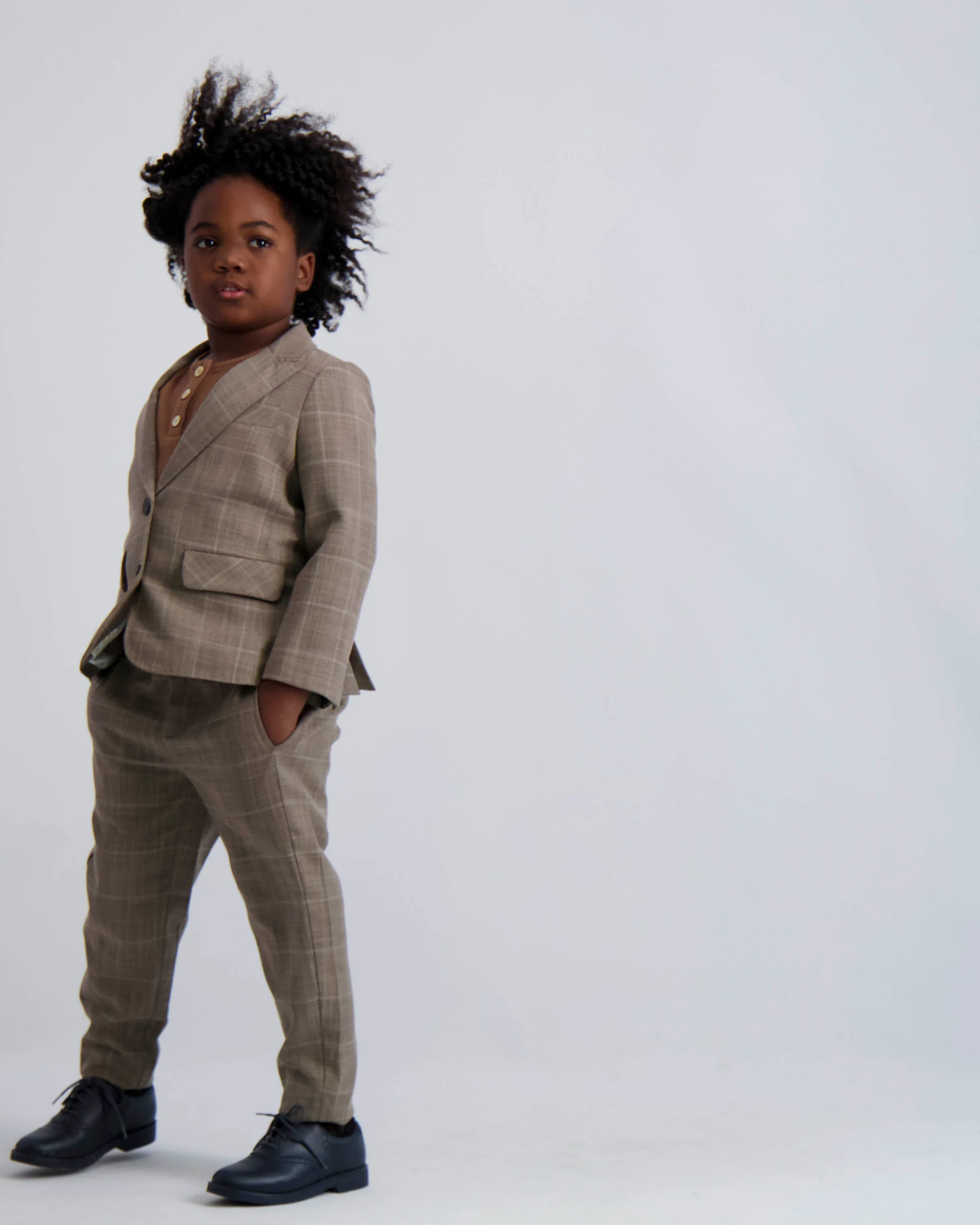Camel Windowpane Dress Blazer - Image 3