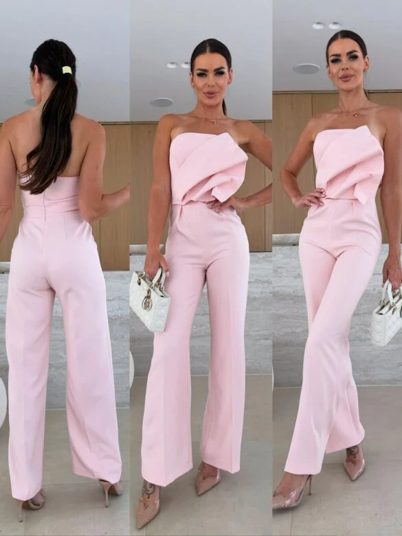 Candy-Colored Bodycon Halterneck Backless High-Waist Wide-Leg Jumpsuit - Image 2