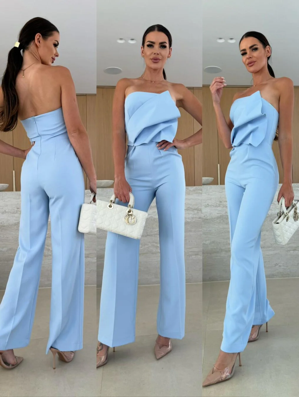 Candy-Colored Bodycon Halterneck Backless High-Waist Wide-Leg Jumpsuit - Image 6