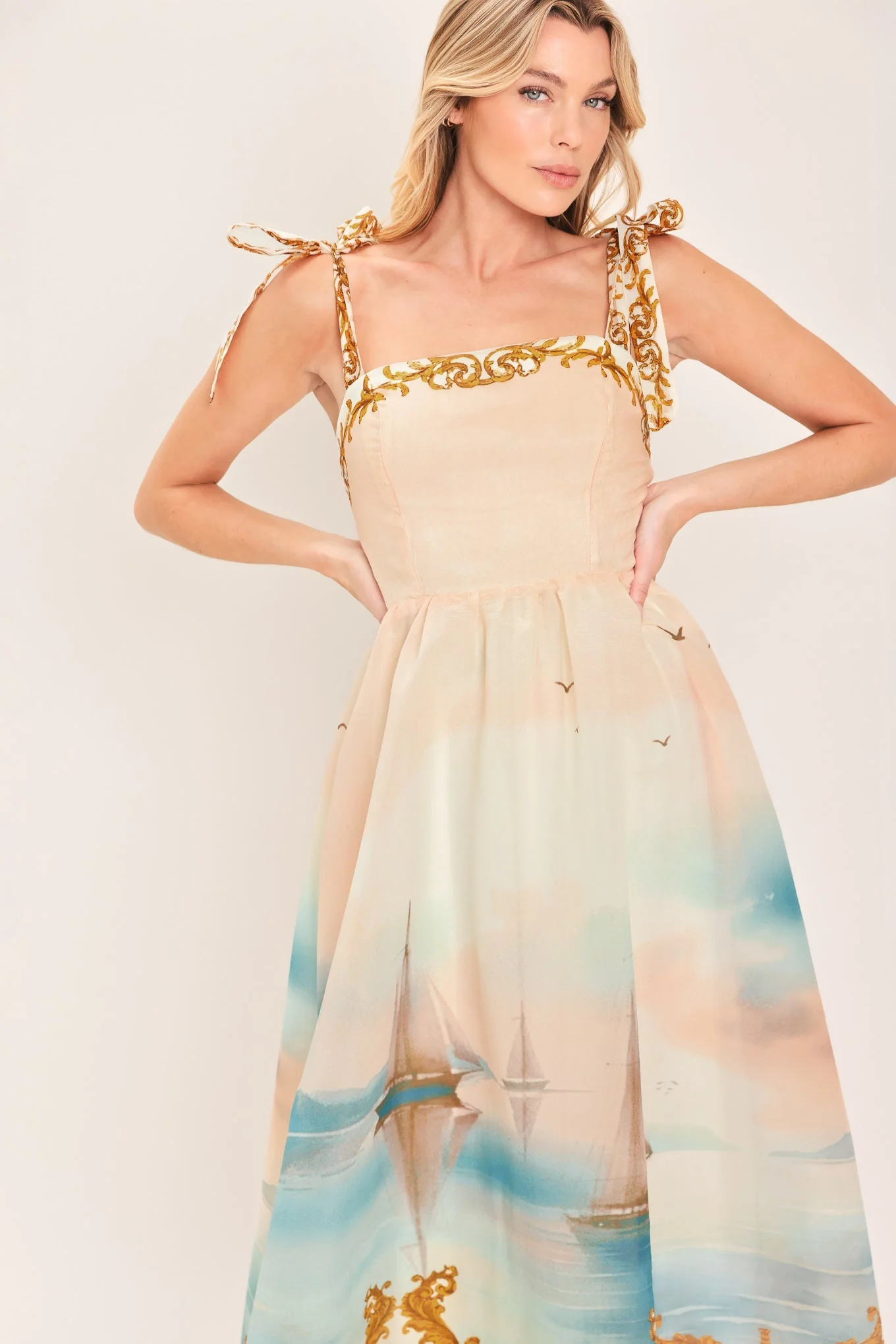 Capri Coastlin Woven Midi Dress - Image 4