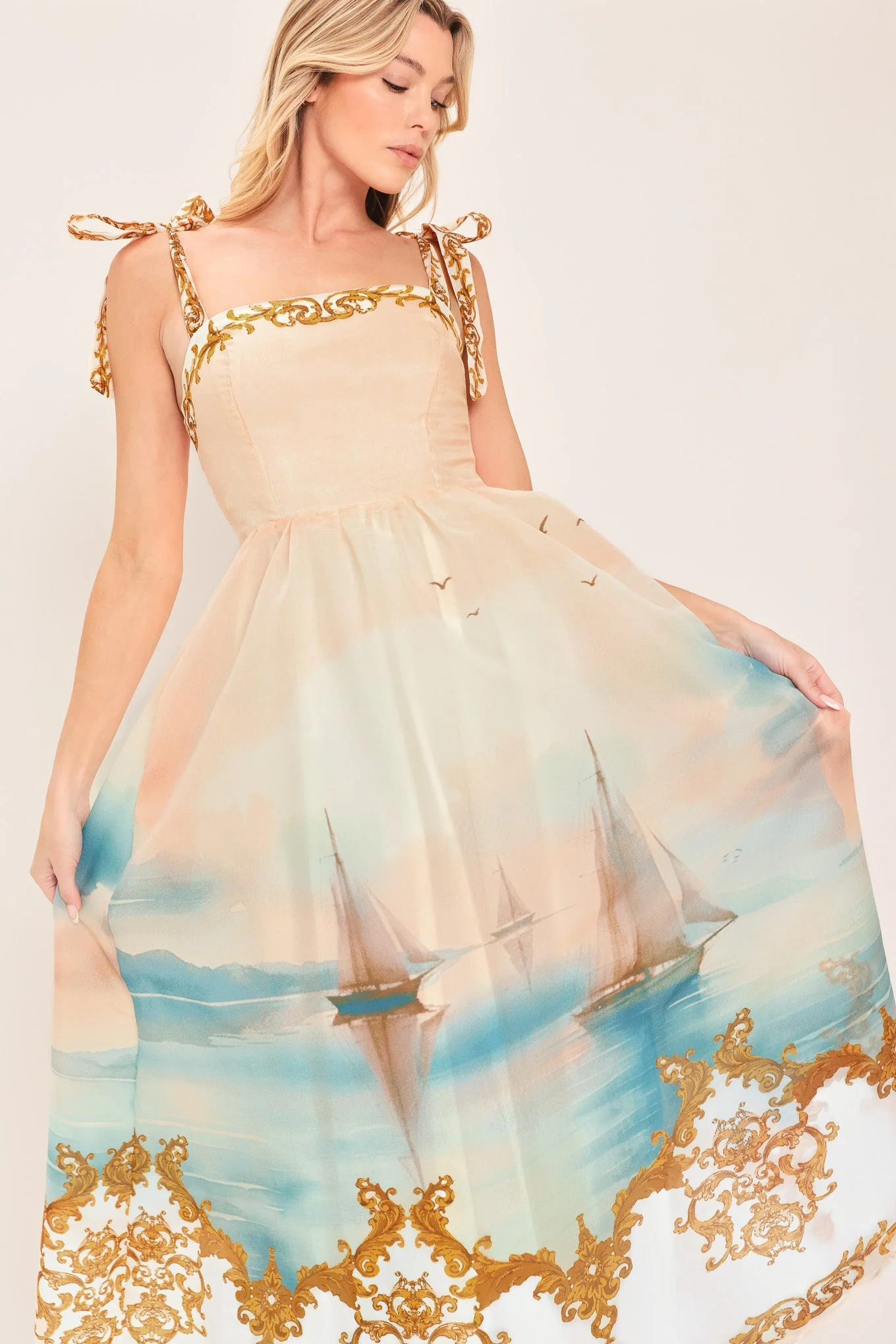 Capri Coastlin Woven Midi Dress - Image 5