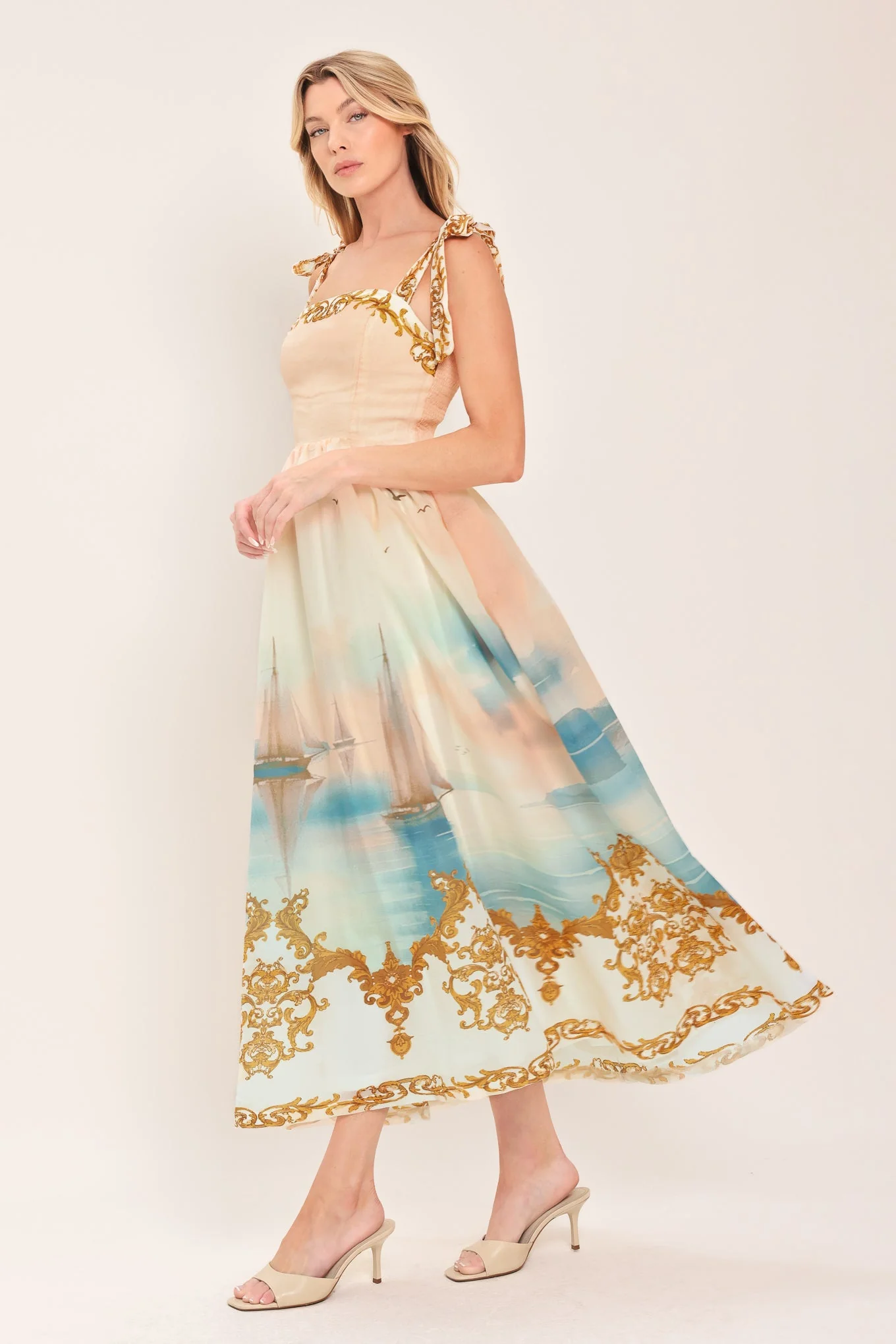 Capri Coastlin Woven Midi Dress - Image 7