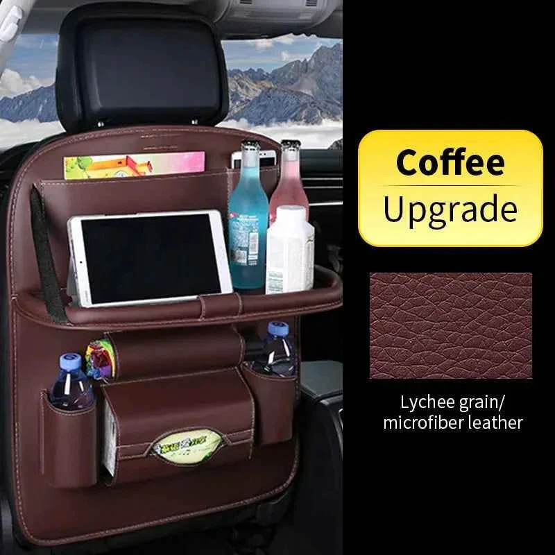 Car Back Seat Organizer Storage Bag with Foldable Table Tray Tablet Holder Tissue Box Auto Back Seat Bag Protector Accessories - Image 8